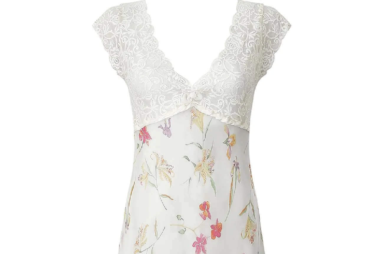 1990s Valentino Floral Georgette Lingerie Set