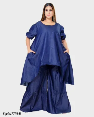 7774D - Woman Denim Pant & Blouse Set
