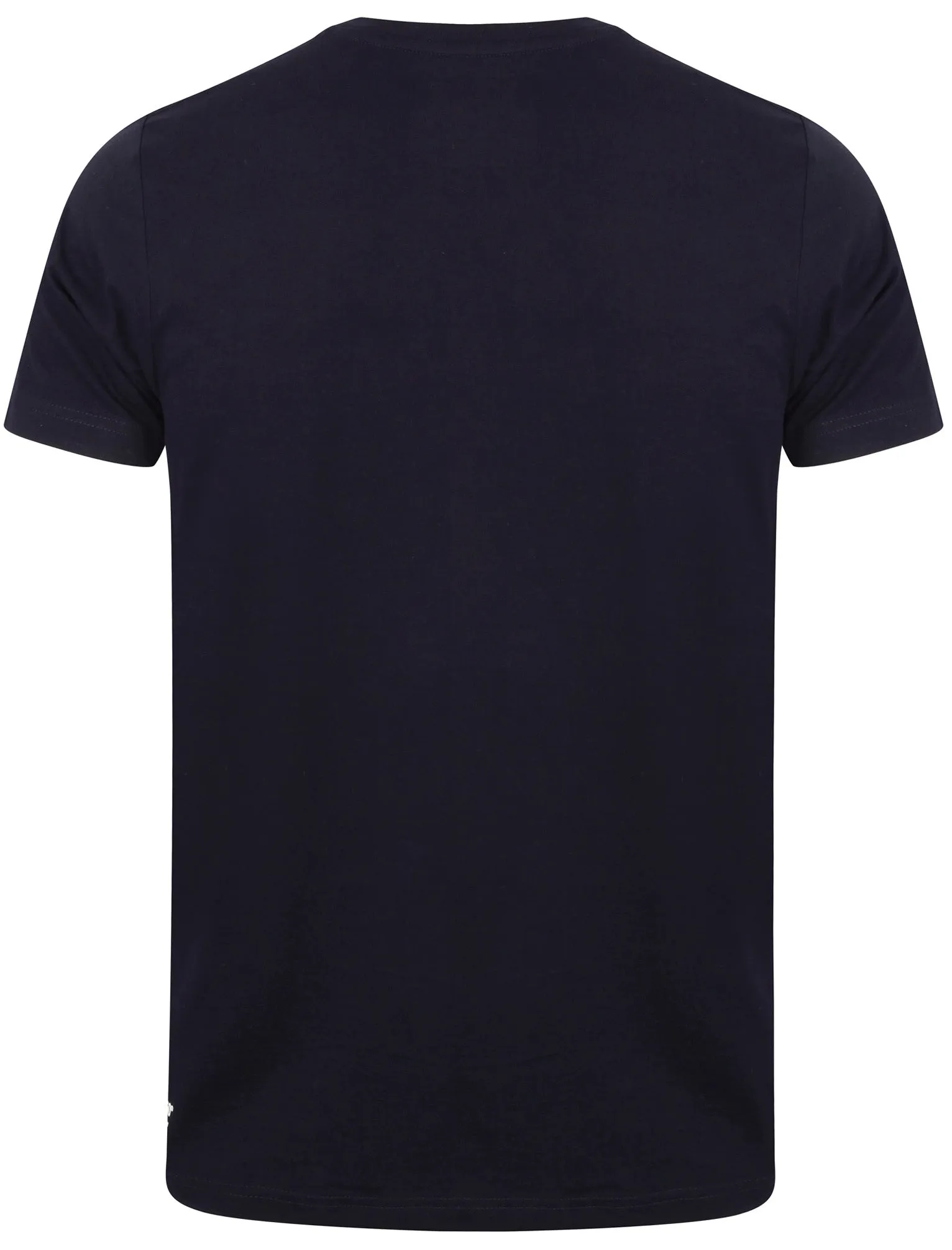 Adachi Crew Neck Cotton T-Shirt with Zip Chest Pocket In Navy - Dissident