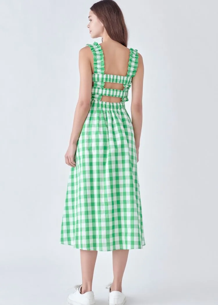 Alice Check Print Midi Dress- Green ***FINAL SALE***