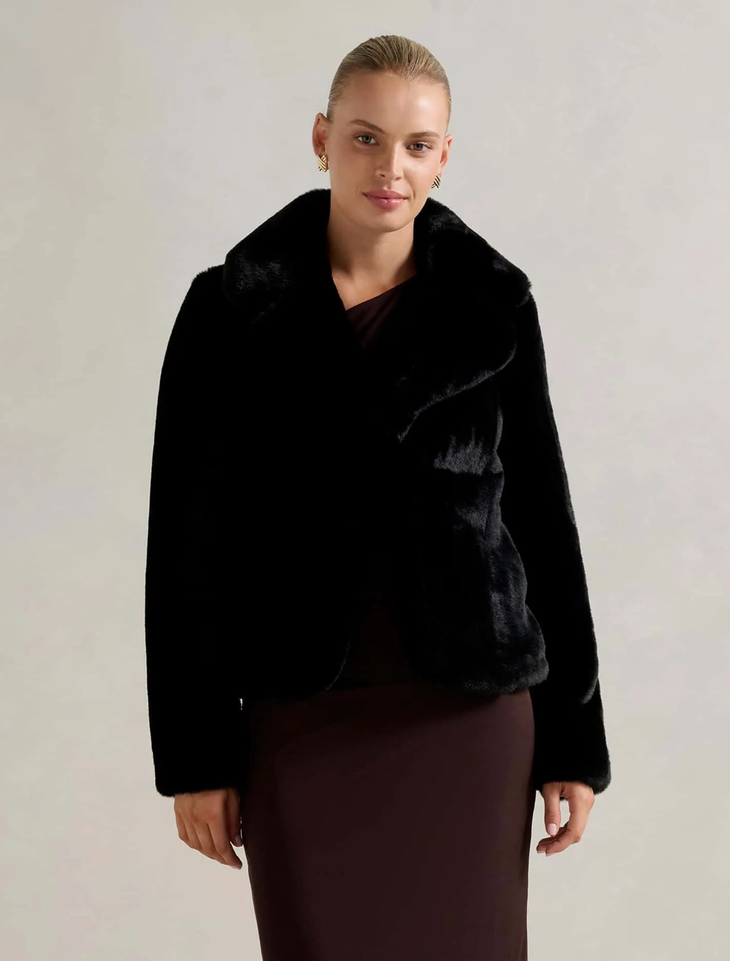 Anara Panelled Fur Coat