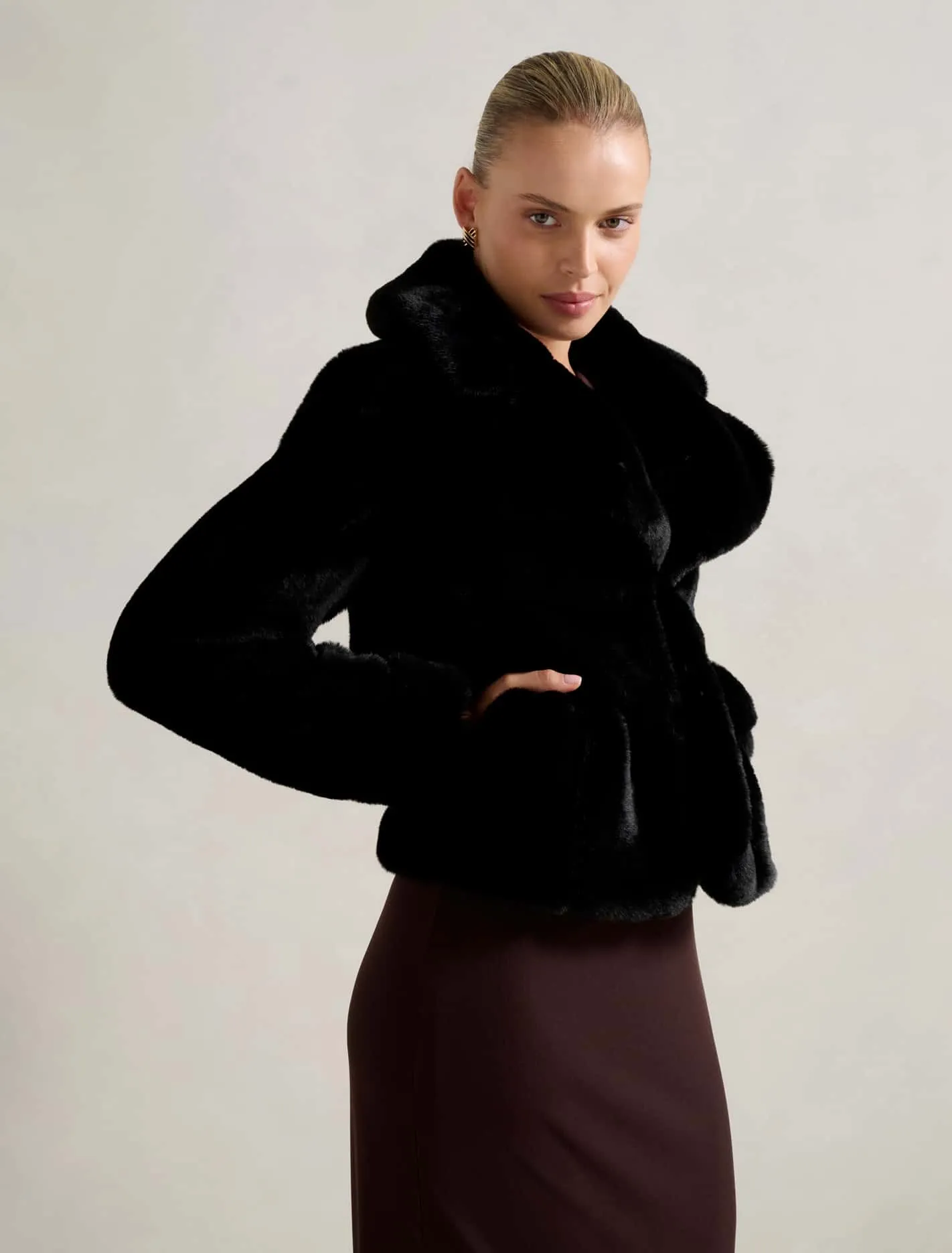 Anara Panelled Fur Coat