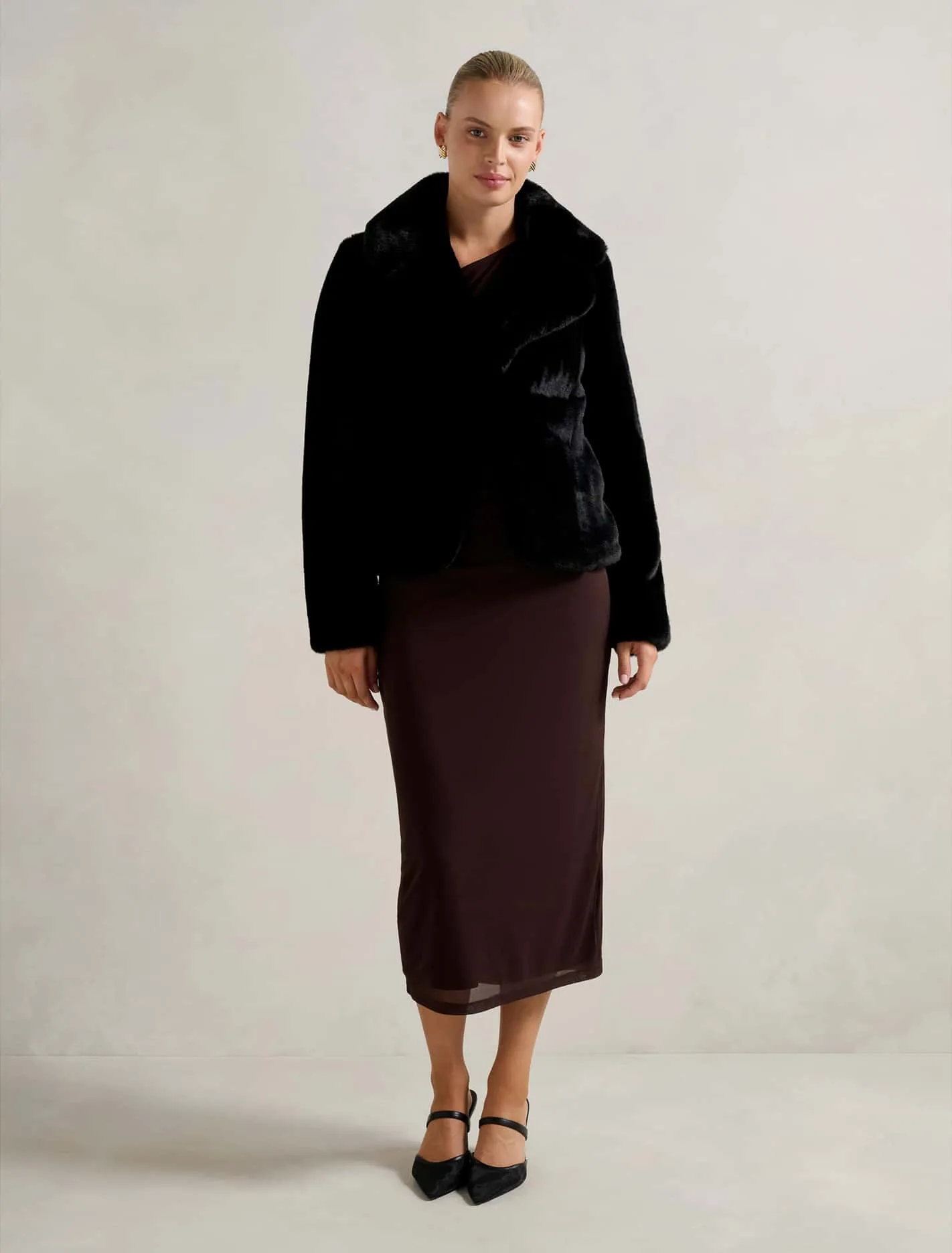 Anara Panelled Fur Coat