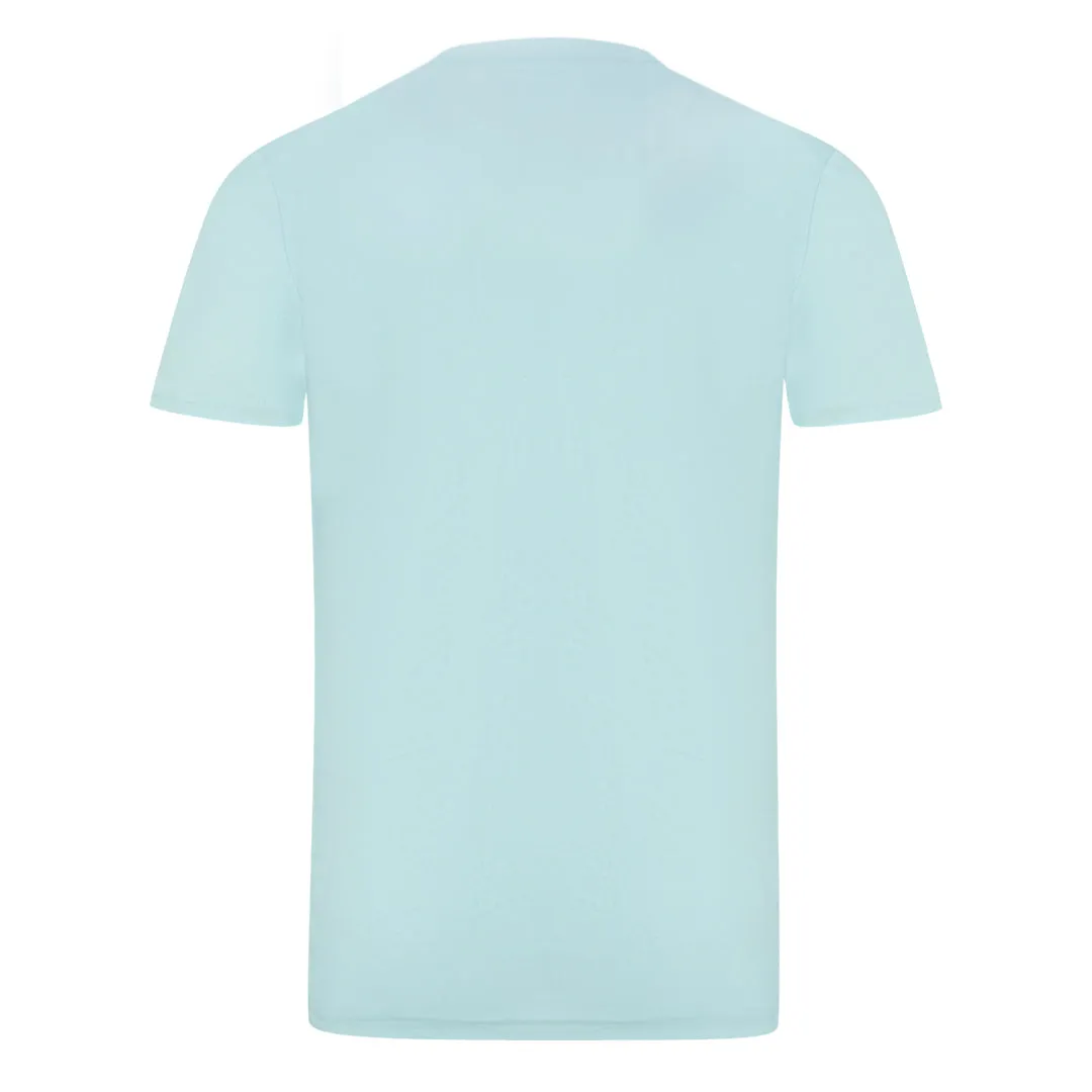 Aquascutum Brand Embossed Logo Sky Blue T Shirt