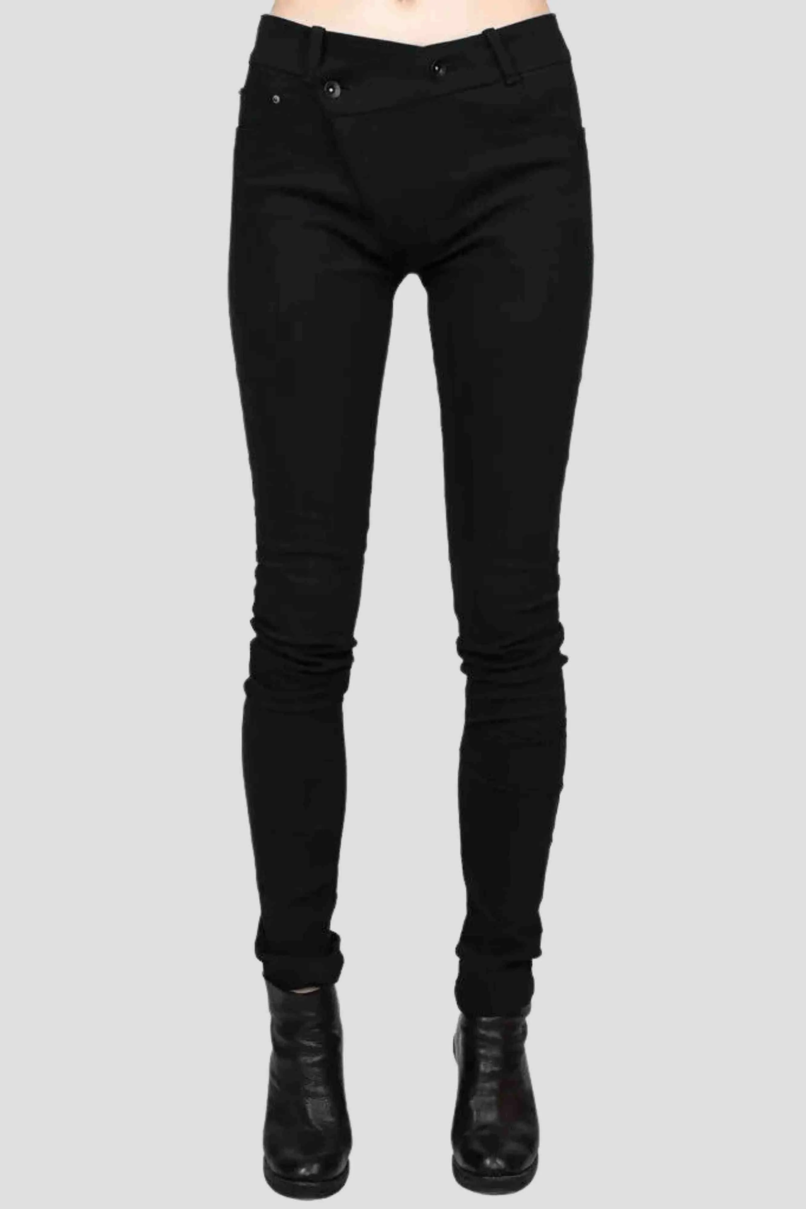 Asymmetrical Front Denim Pants