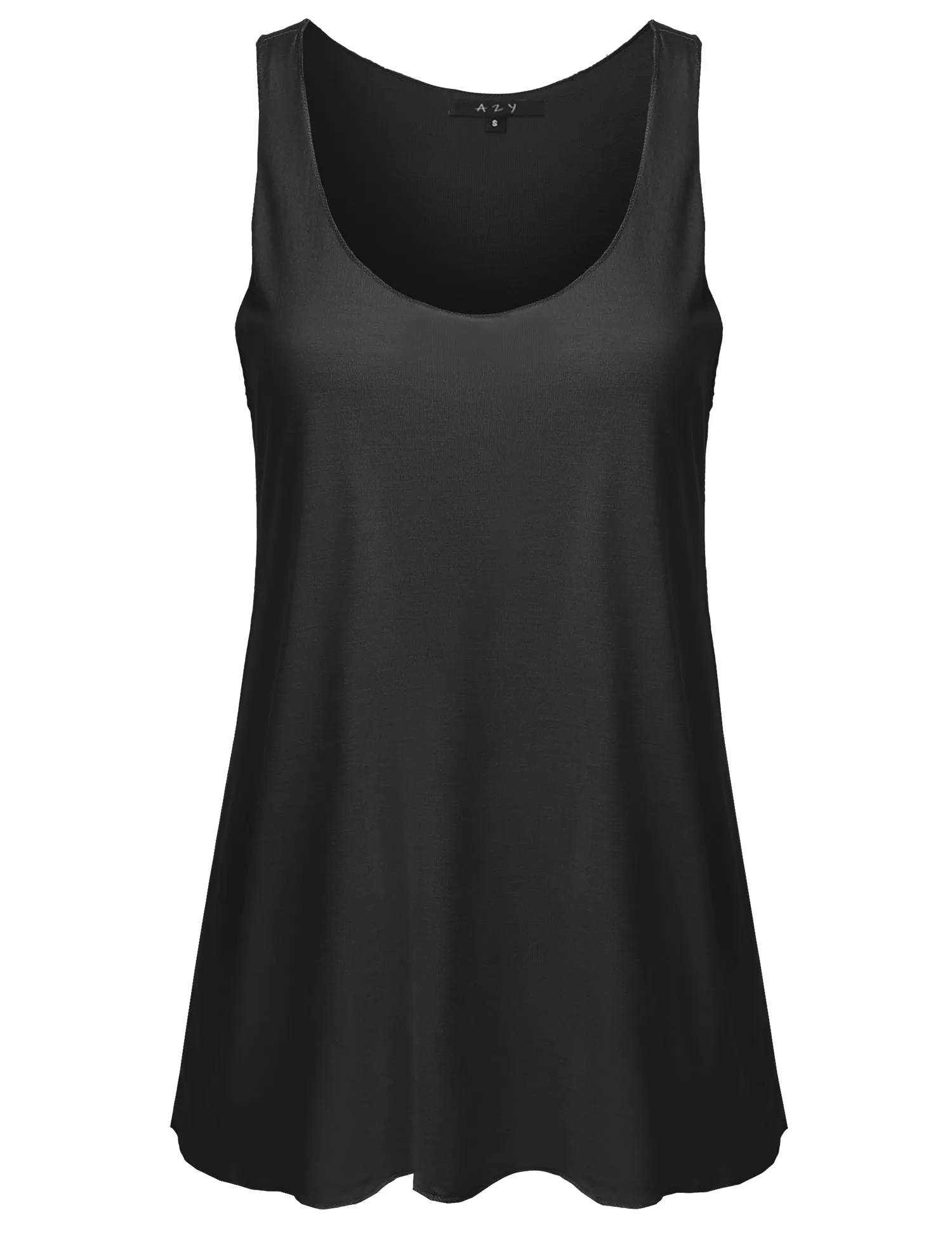Basic Solid Loose Fit Flowy Scoop Neck Racer Back Tank Top