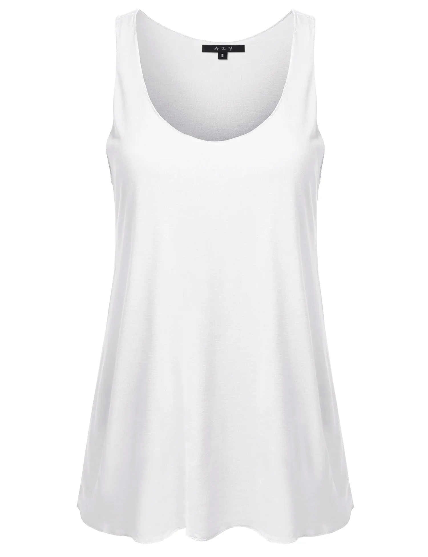 Basic Solid Loose Fit Flowy Scoop Neck Racer Back Tank Top