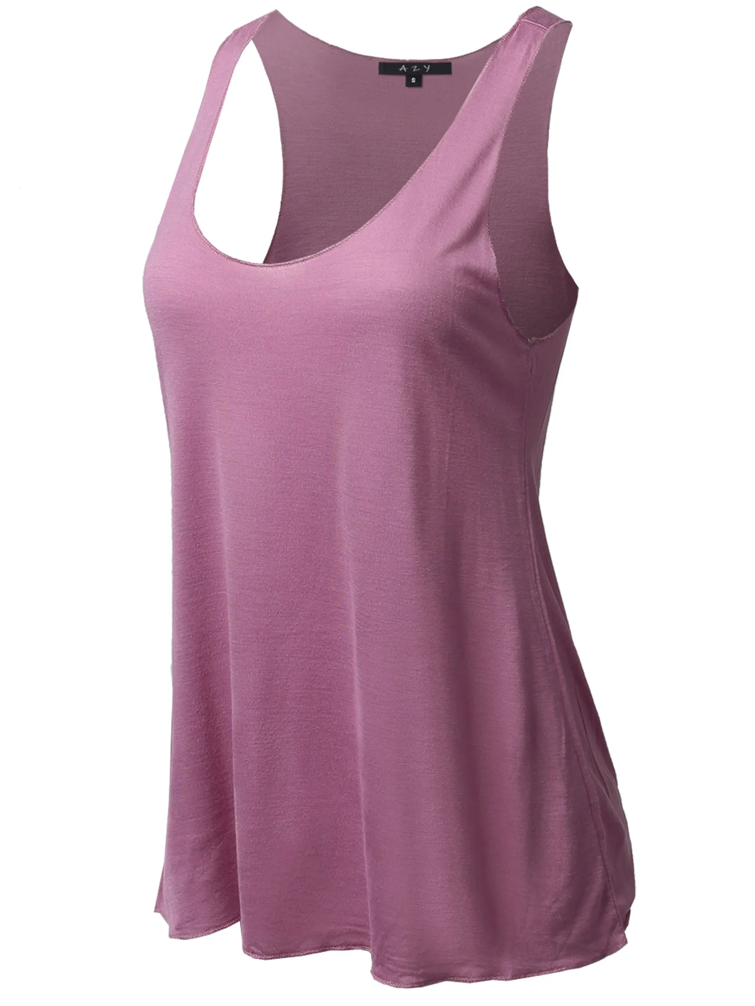Basic Solid Loose Fit Flowy Scoop Neck Racer Back Tank Top