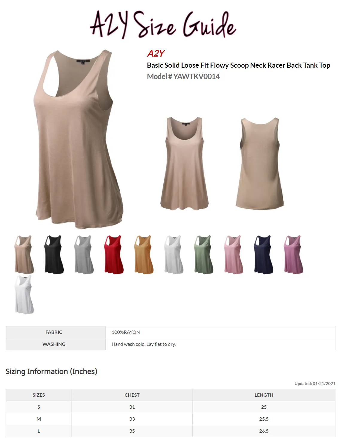 Basic Solid Loose Fit Flowy Scoop Neck Racer Back Tank Top