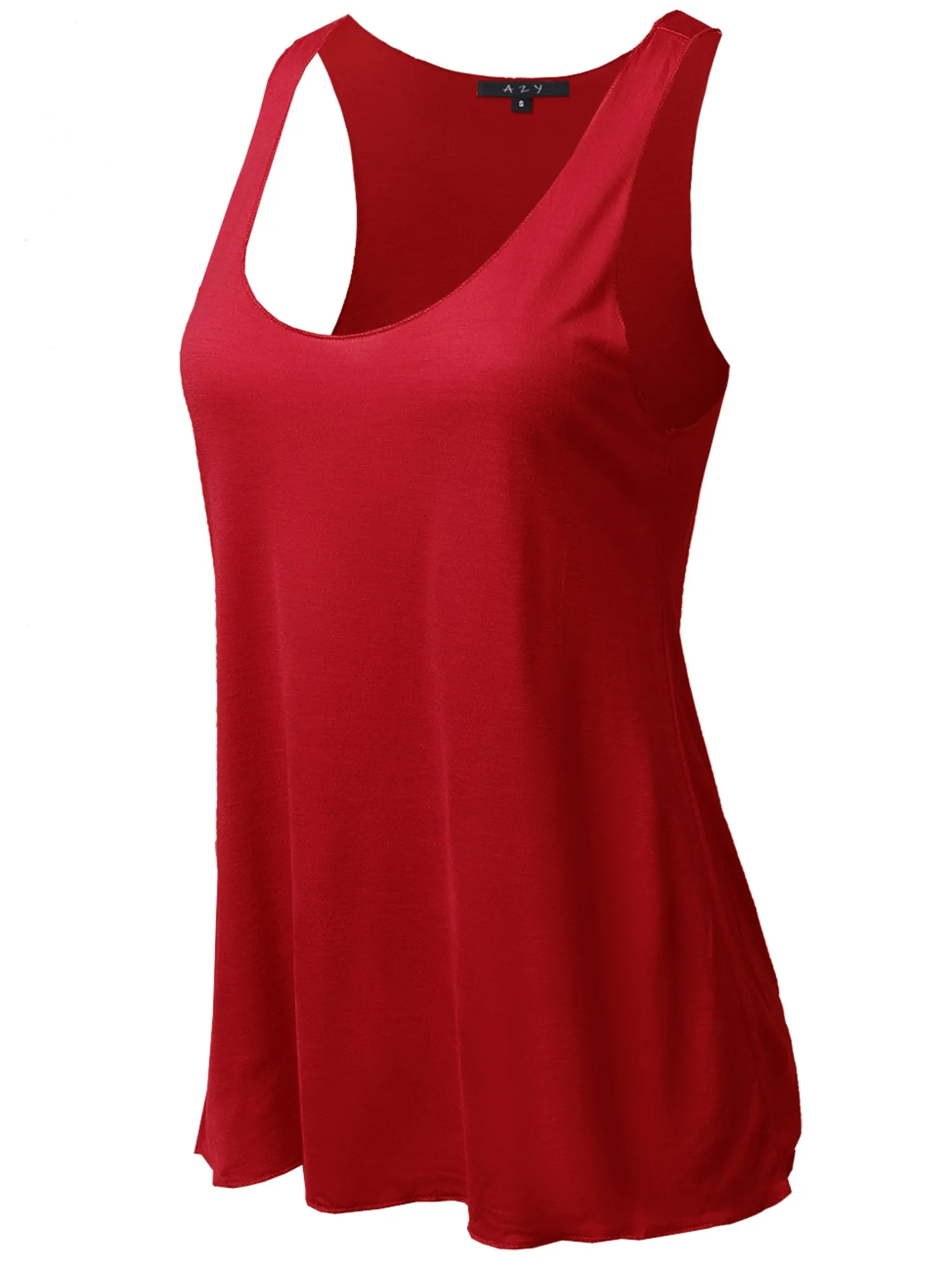 Basic Solid Loose Fit Flowy Scoop Neck Racer Back Tank Top