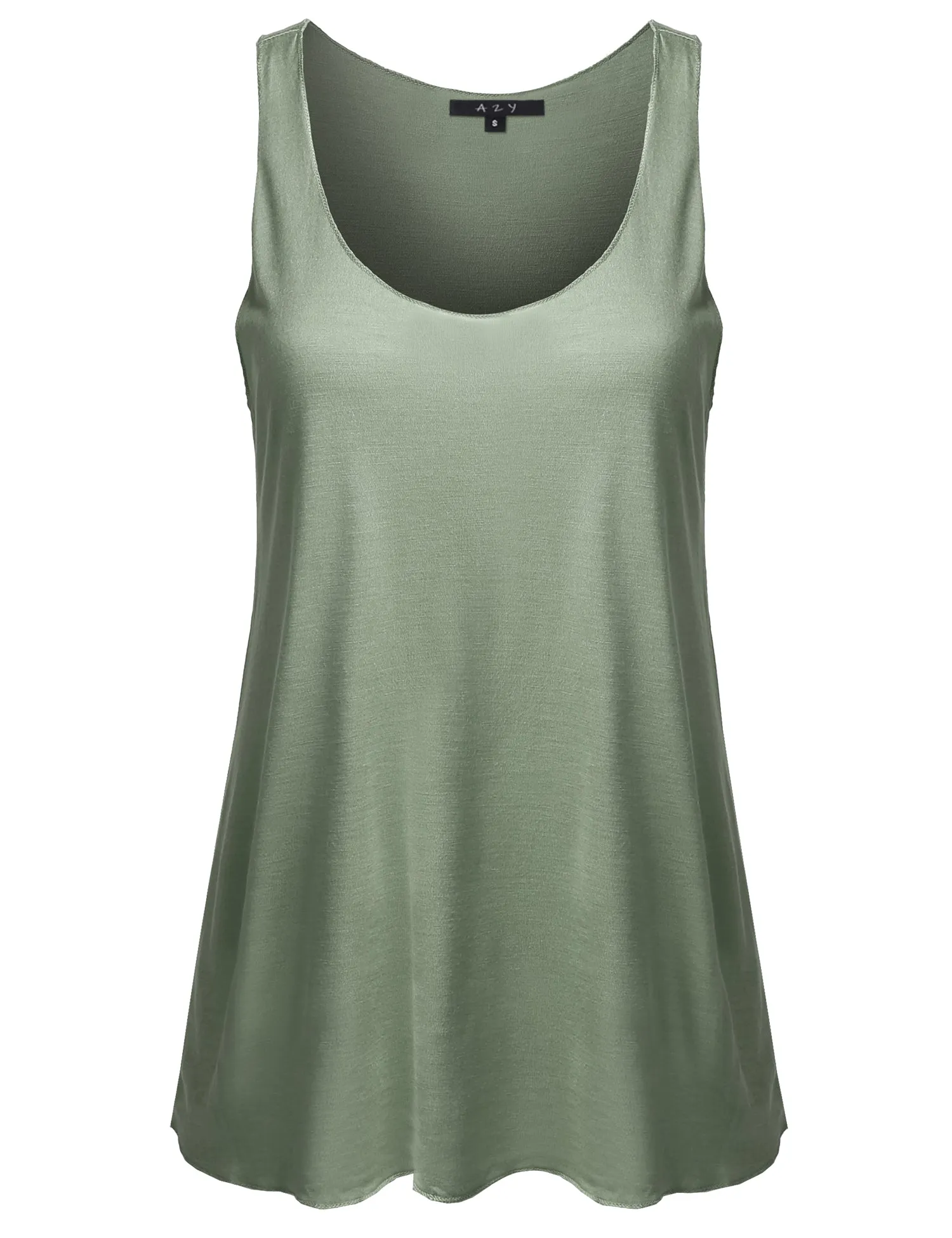 Basic Solid Loose Fit Flowy Scoop Neck Racer Back Tank Top