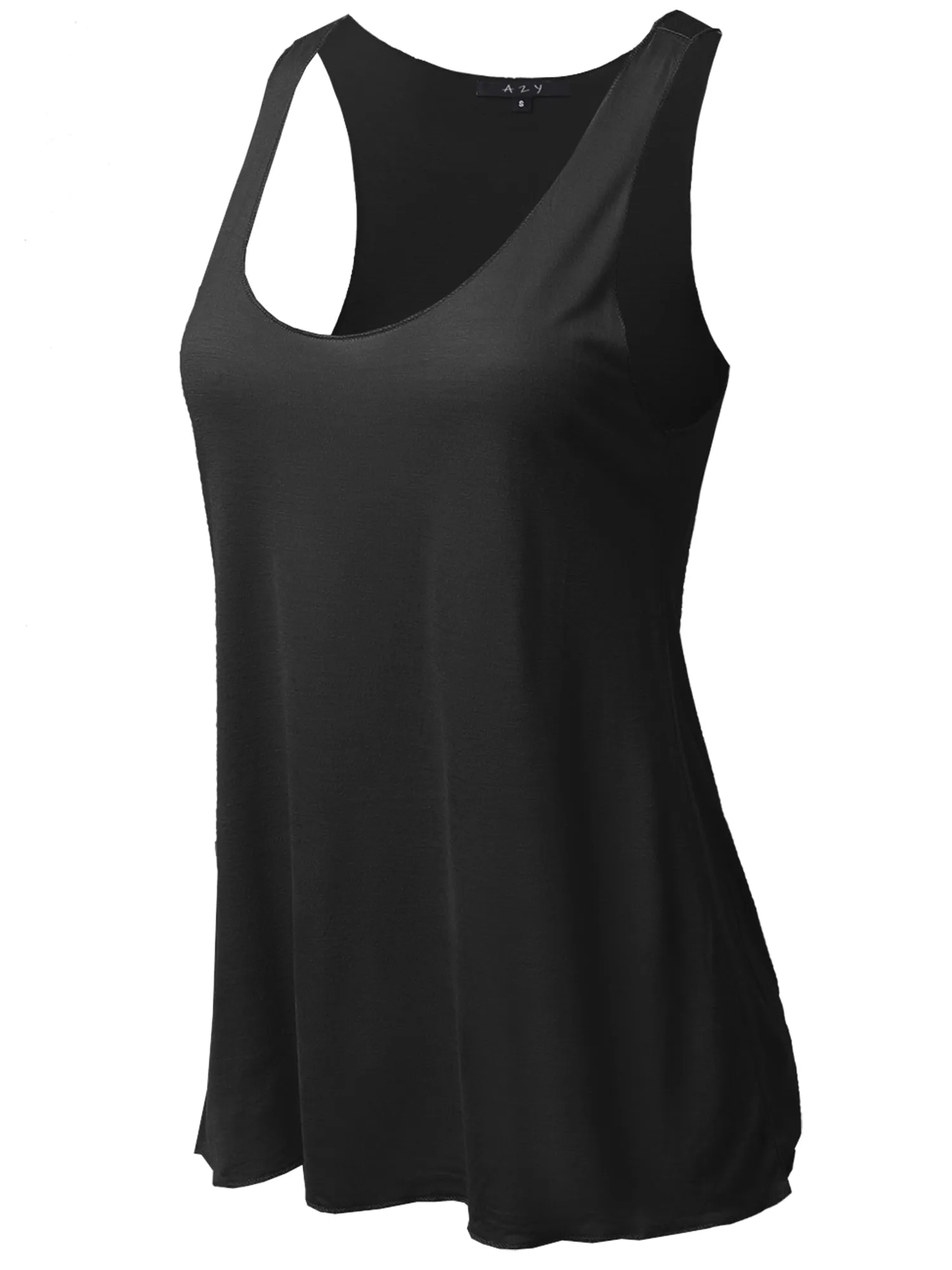 Basic Solid Loose Fit Flowy Scoop Neck Racer Back Tank Top