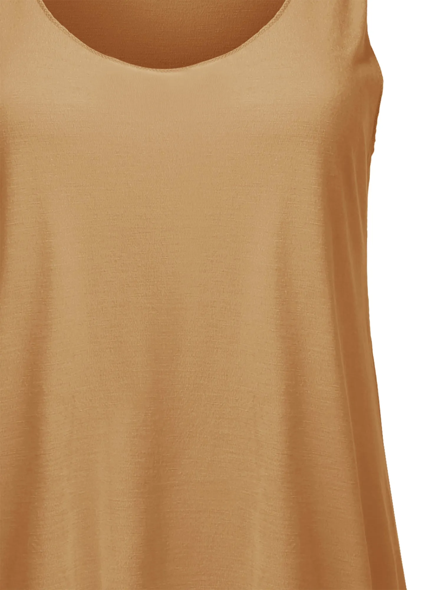 Basic Solid Loose Fit Flowy Scoop Neck Racer Back Tank Top