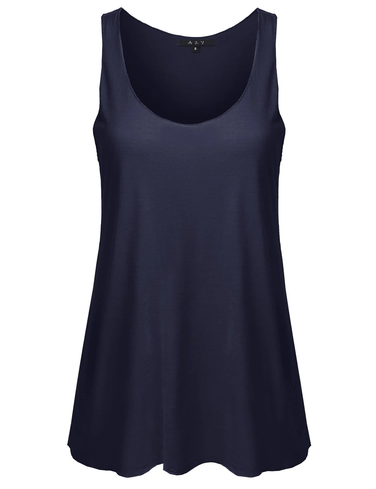 Basic Solid Loose Fit Flowy Scoop Neck Racer Back Tank Top