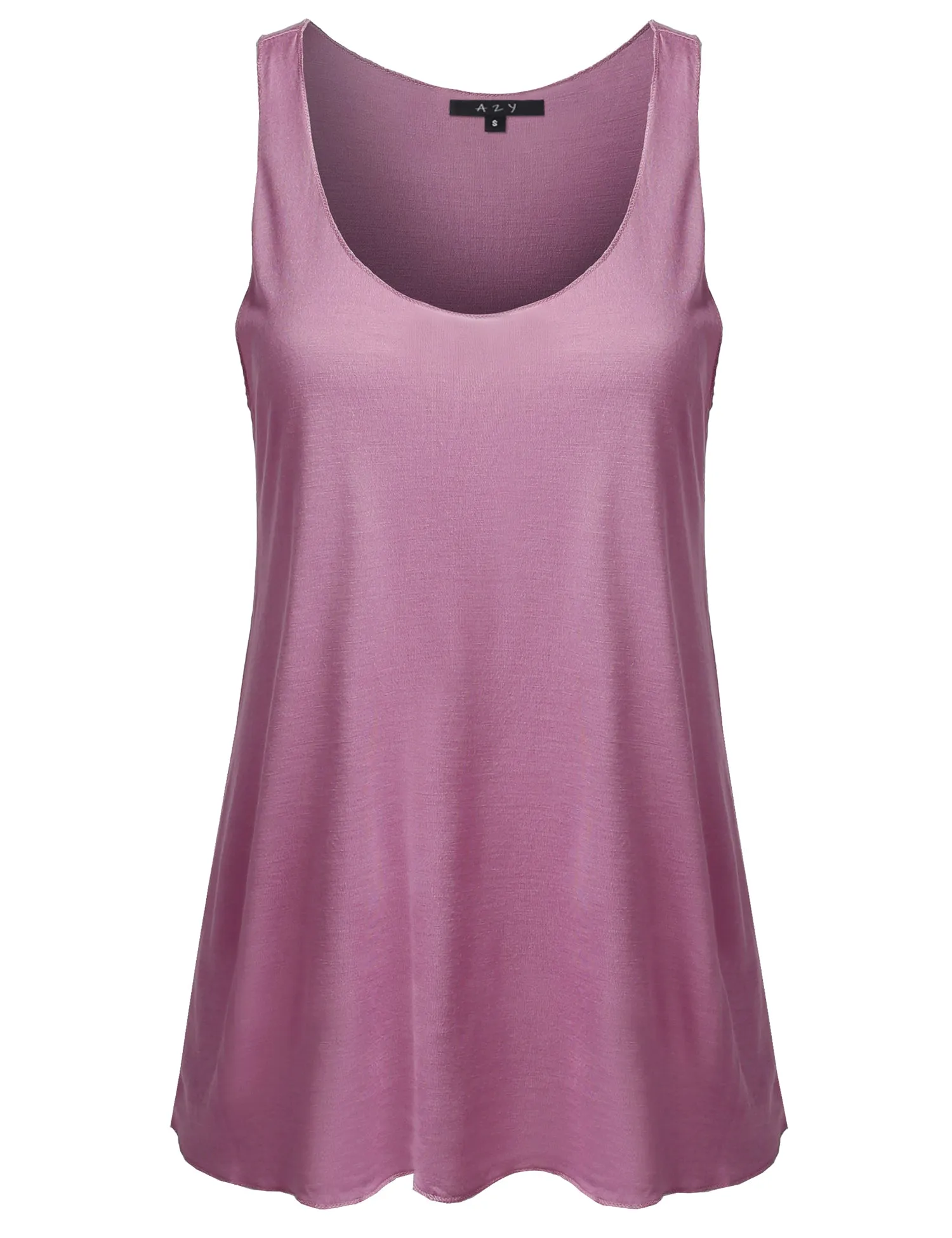 Basic Solid Loose Fit Flowy Scoop Neck Racer Back Tank Top