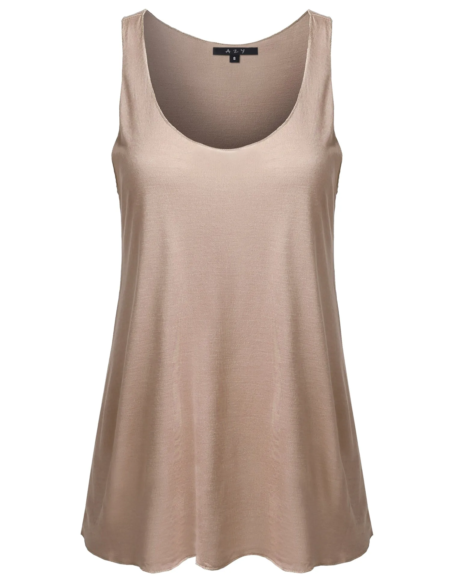 Basic Solid Loose Fit Flowy Scoop Neck Racer Back Tank Top