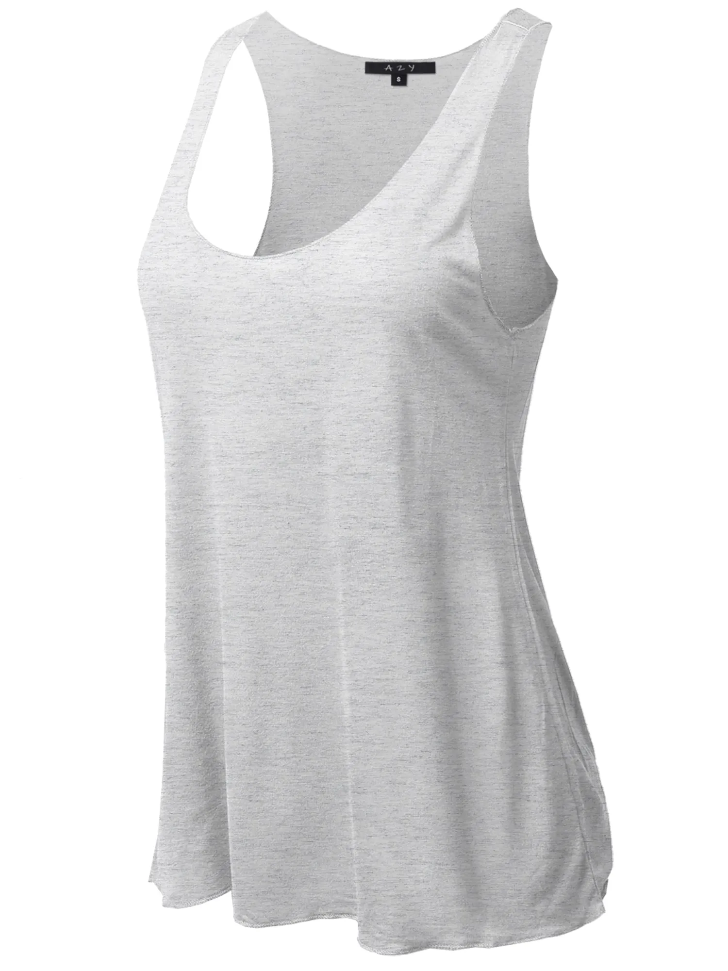 Basic Solid Loose Fit Flowy Scoop Neck Racer Back Tank Top