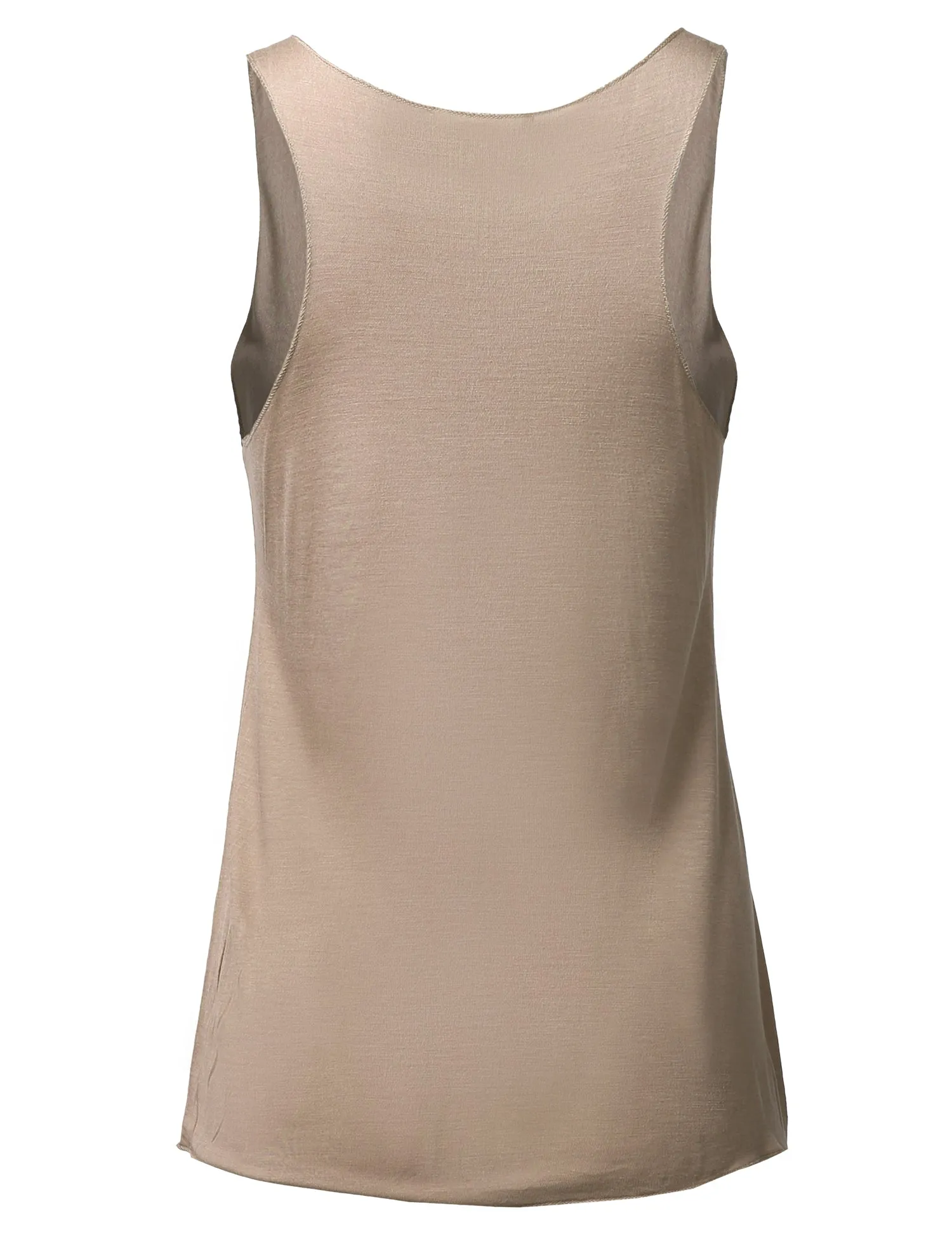 Basic Solid Loose Fit Flowy Scoop Neck Racer Back Tank Top