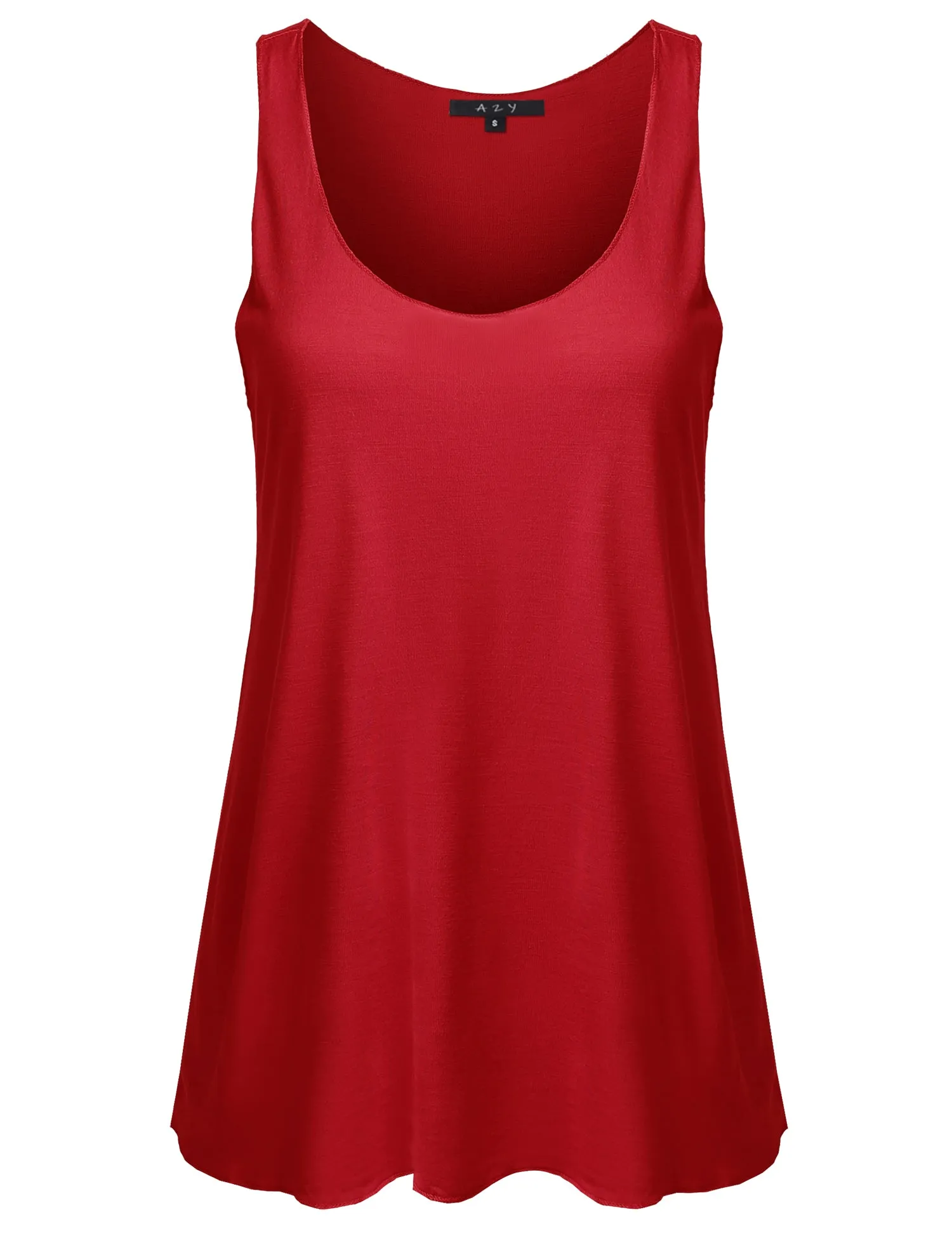 Basic Solid Loose Fit Flowy Scoop Neck Racer Back Tank Top