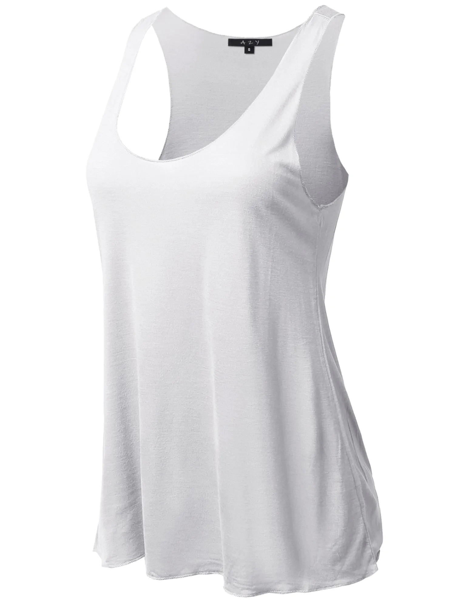 Basic Solid Loose Fit Flowy Scoop Neck Racer Back Tank Top