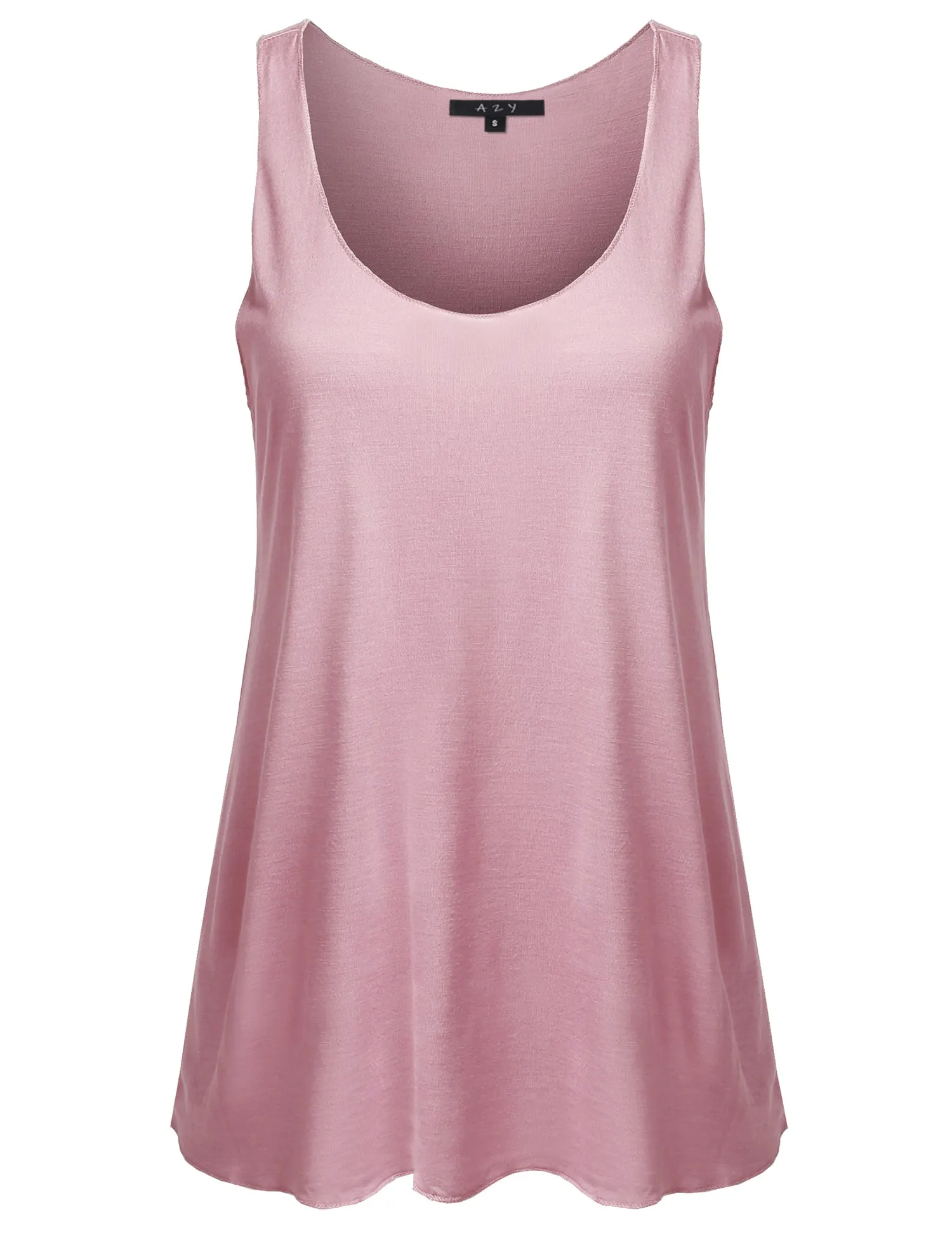 Basic Solid Loose Fit Flowy Scoop Neck Racer Back Tank Top