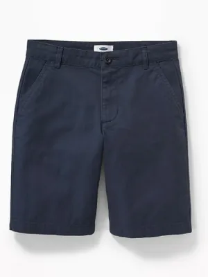 Boys Navy Slim Flat Front Shorts
