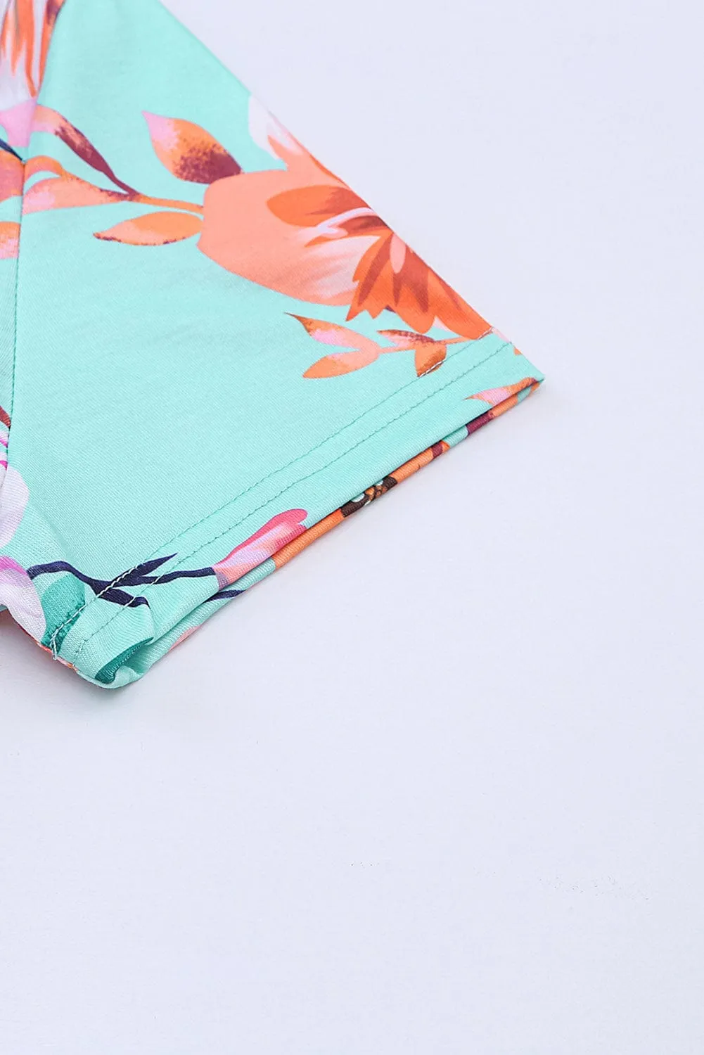 Casual Floral Print Button Pocket Short Sleeve Dress
