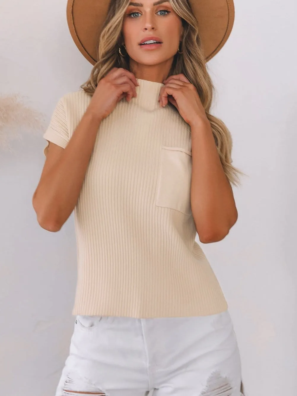 Casual Knit Sweater with Patch Detail