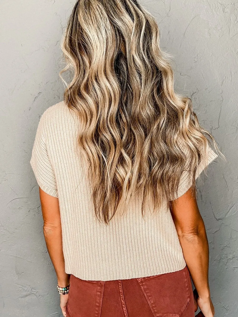 Casual Knit Sweater with Patch Detail