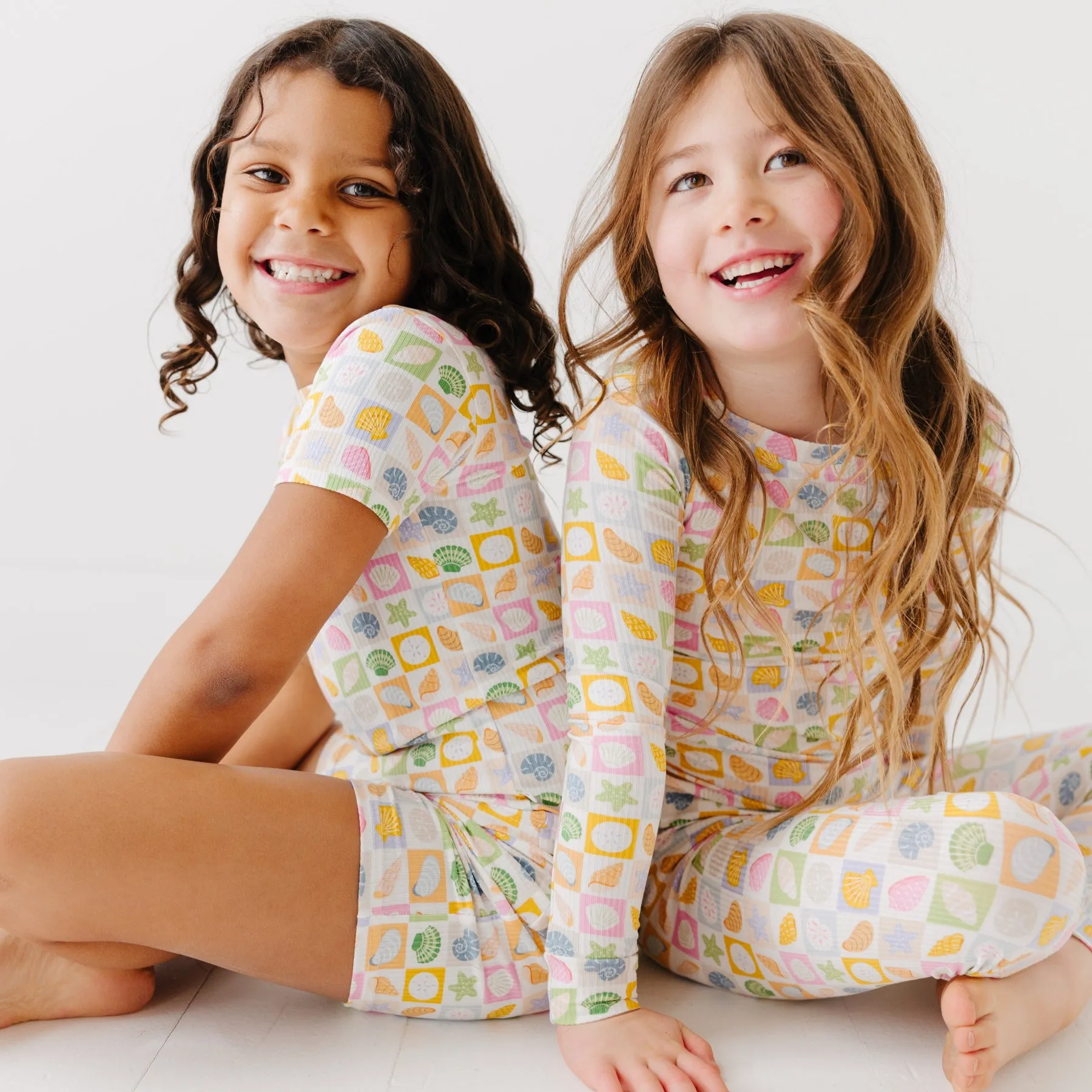 Checkered Seashells Small Ribbed Two-Piece Set