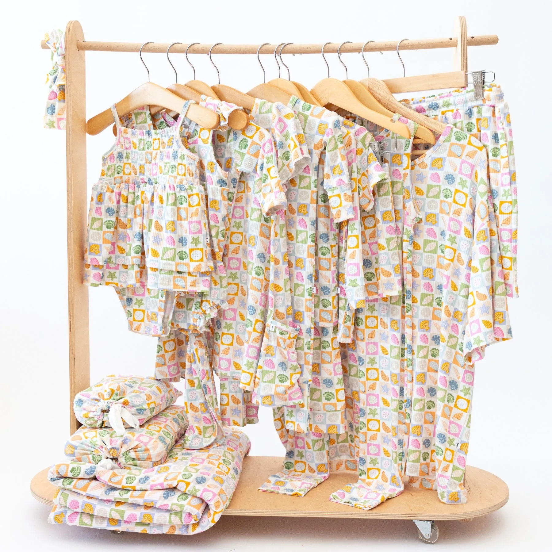 Checkered Seashells Small Ribbed Two-Piece Set