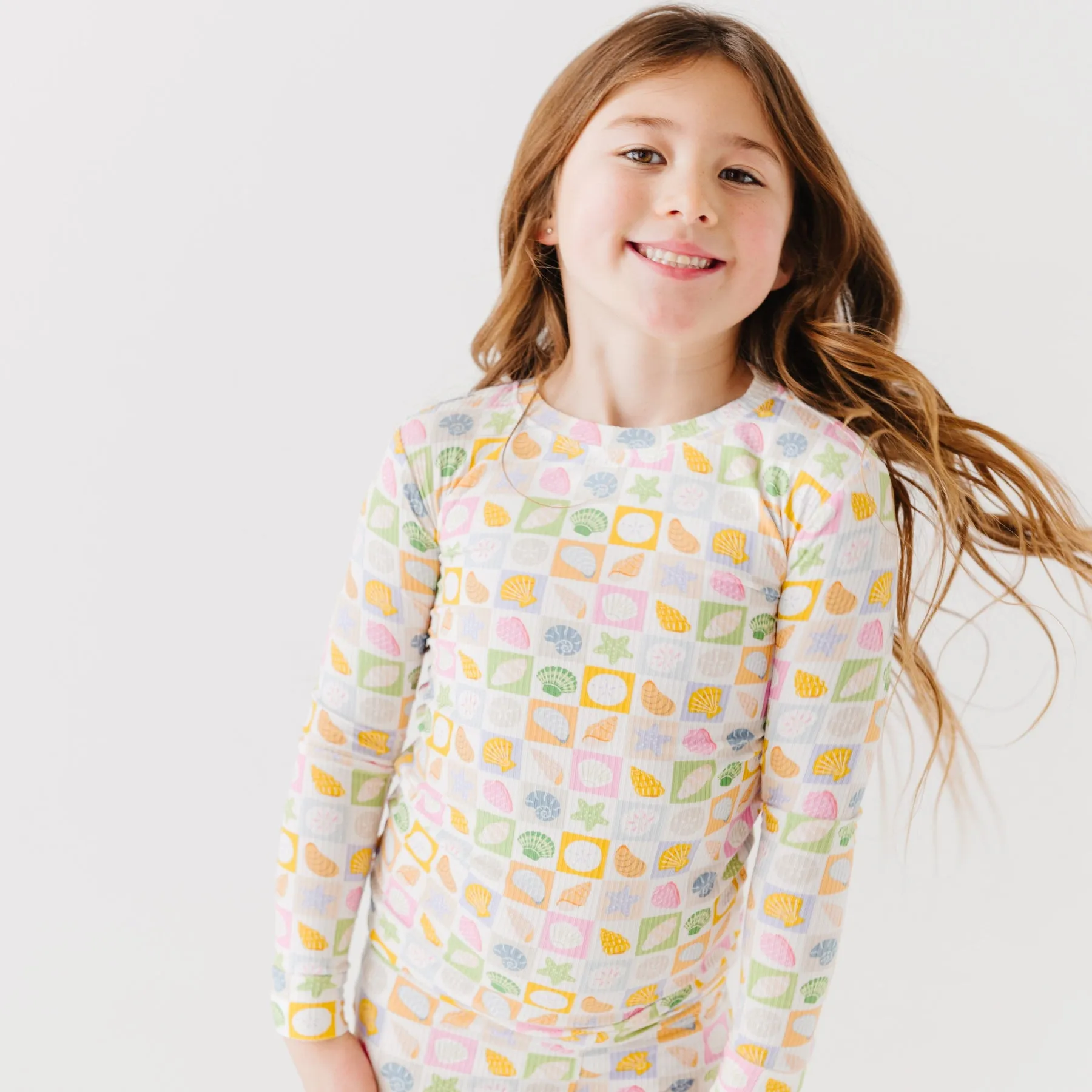 Checkered Seashells Small Ribbed Two-Piece Set