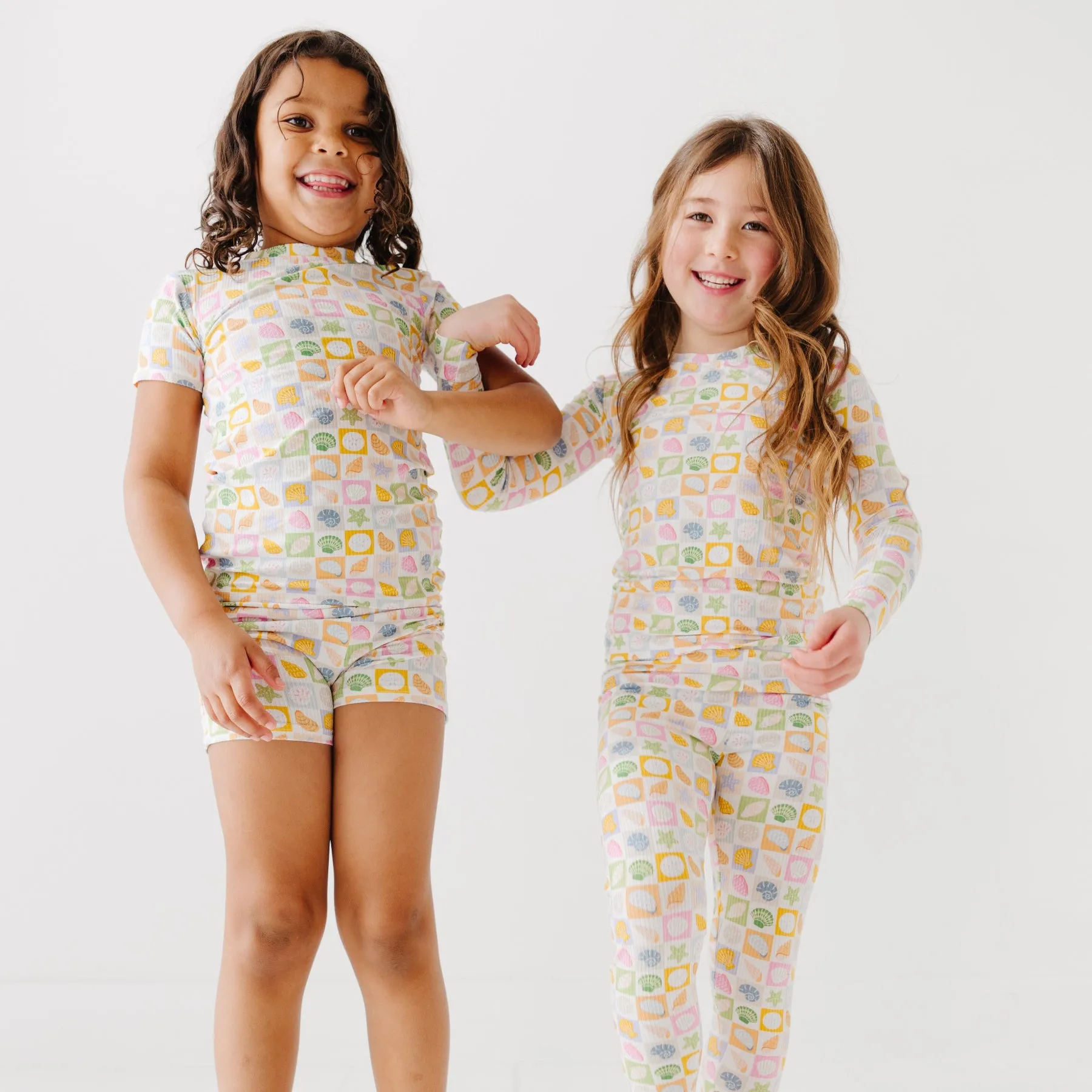 Checkered Seashells Small Ribbed Two-Piece Set