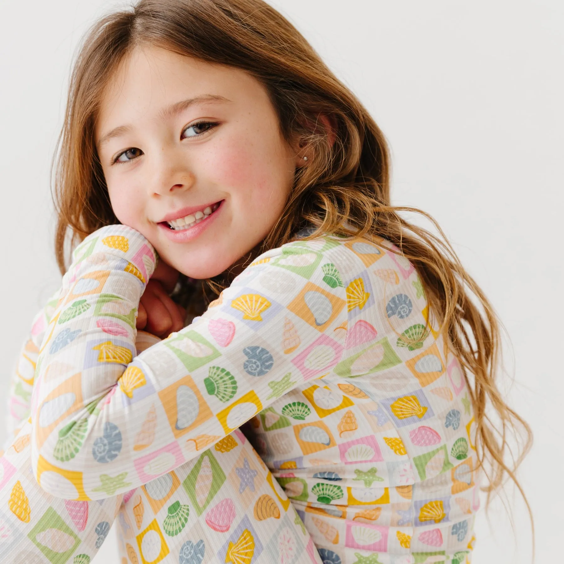 Checkered Seashells Small Ribbed Two-Piece Set