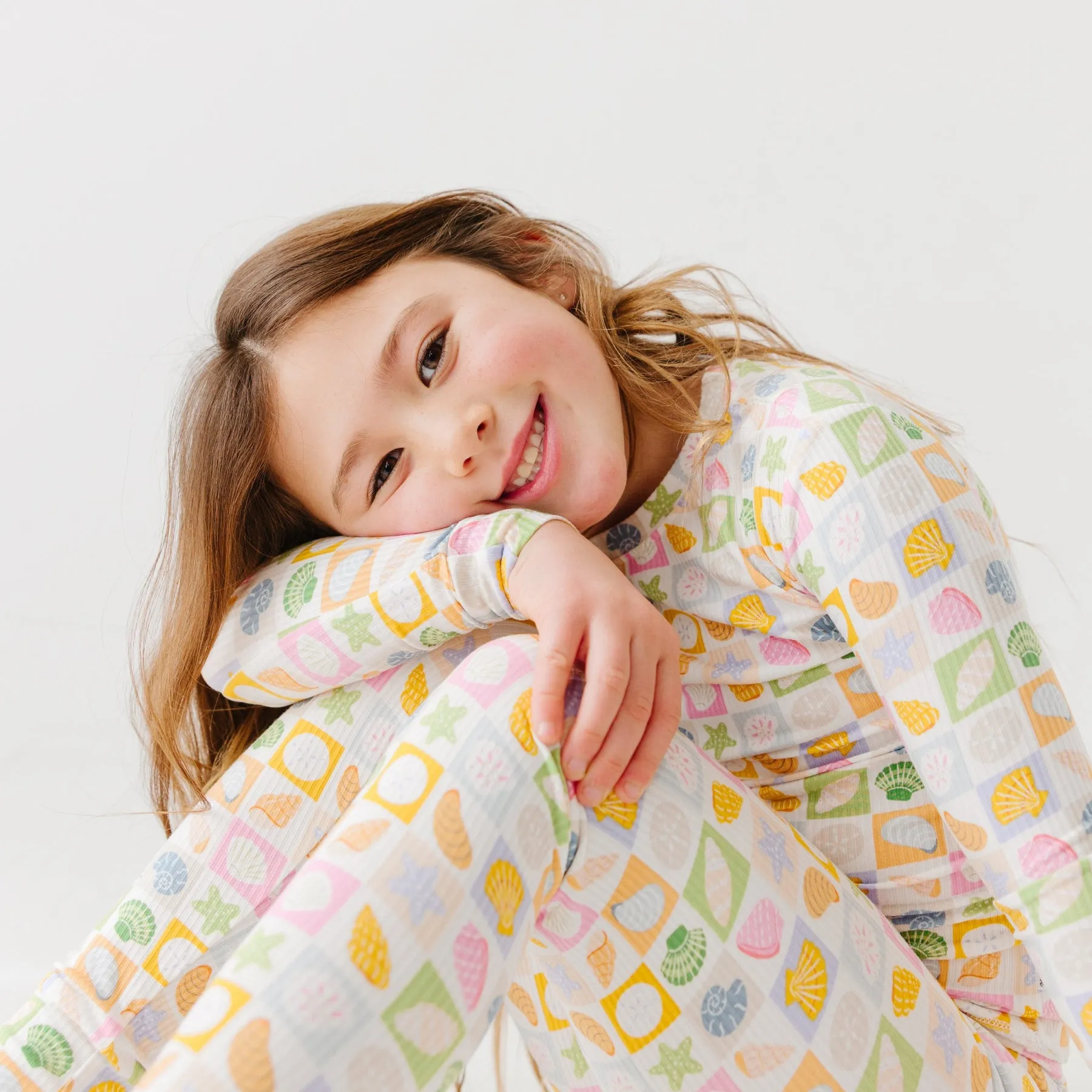 Checkered Seashells Small Ribbed Two-Piece Set