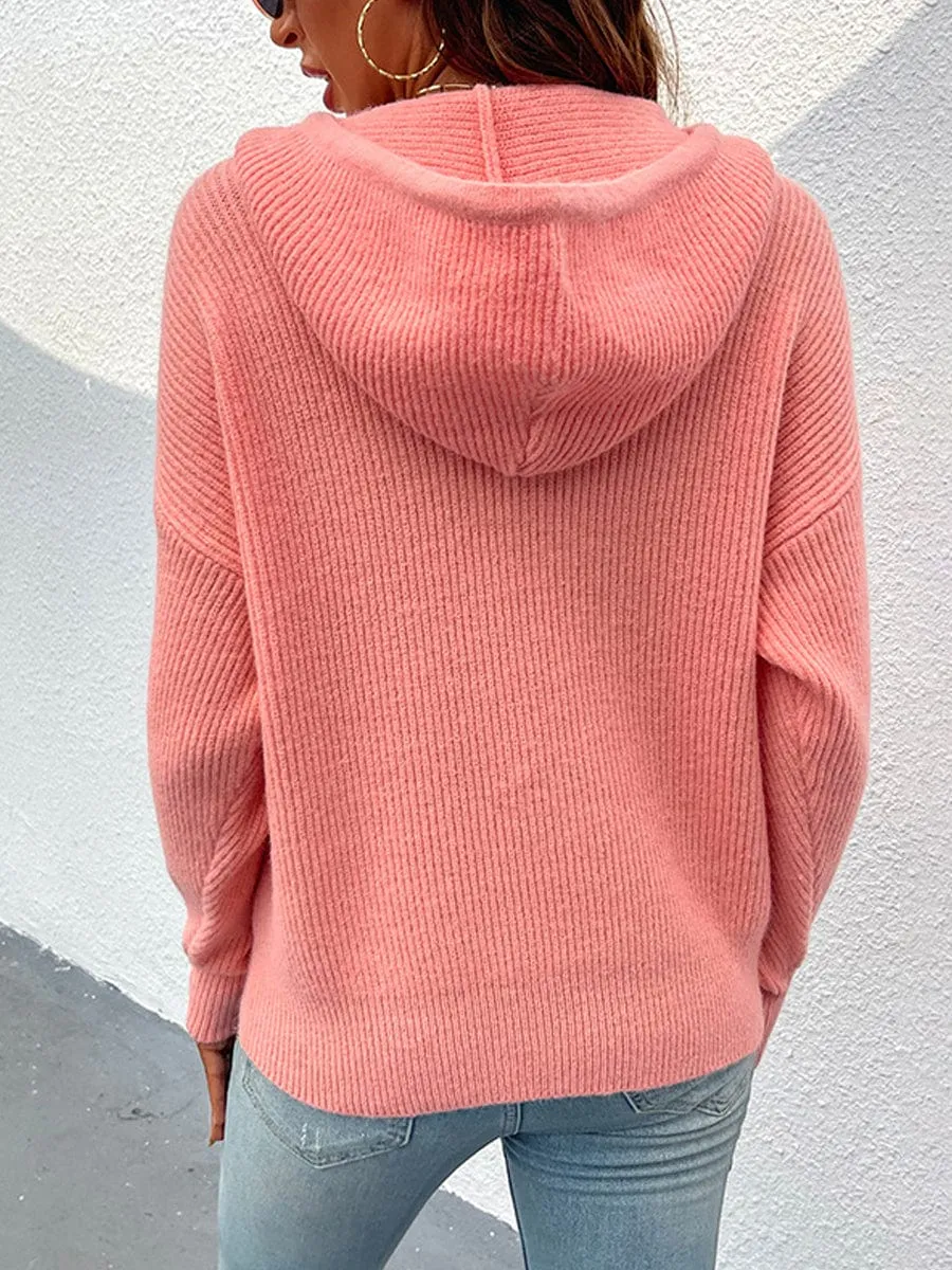 Chicmy-European and American casual women's clothing Cozy and Stylish Loose Fit Knit Solid Sweater