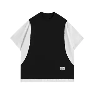 Color block tee with fake muscle tank