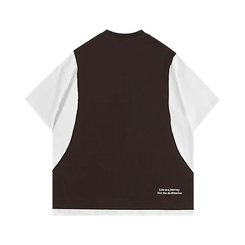 Color block tee with fake muscle tank