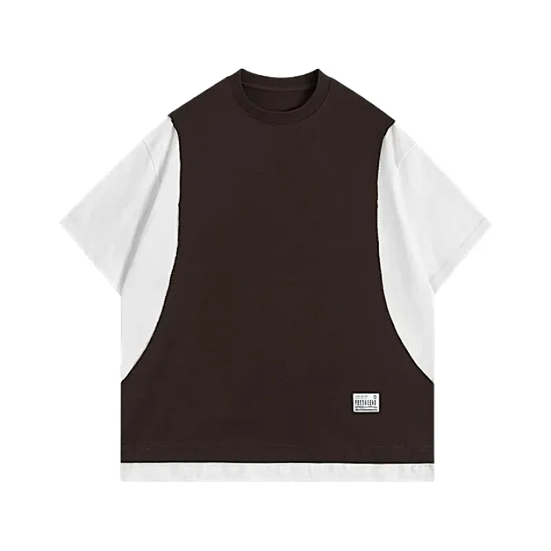 Color block tee with fake muscle tank