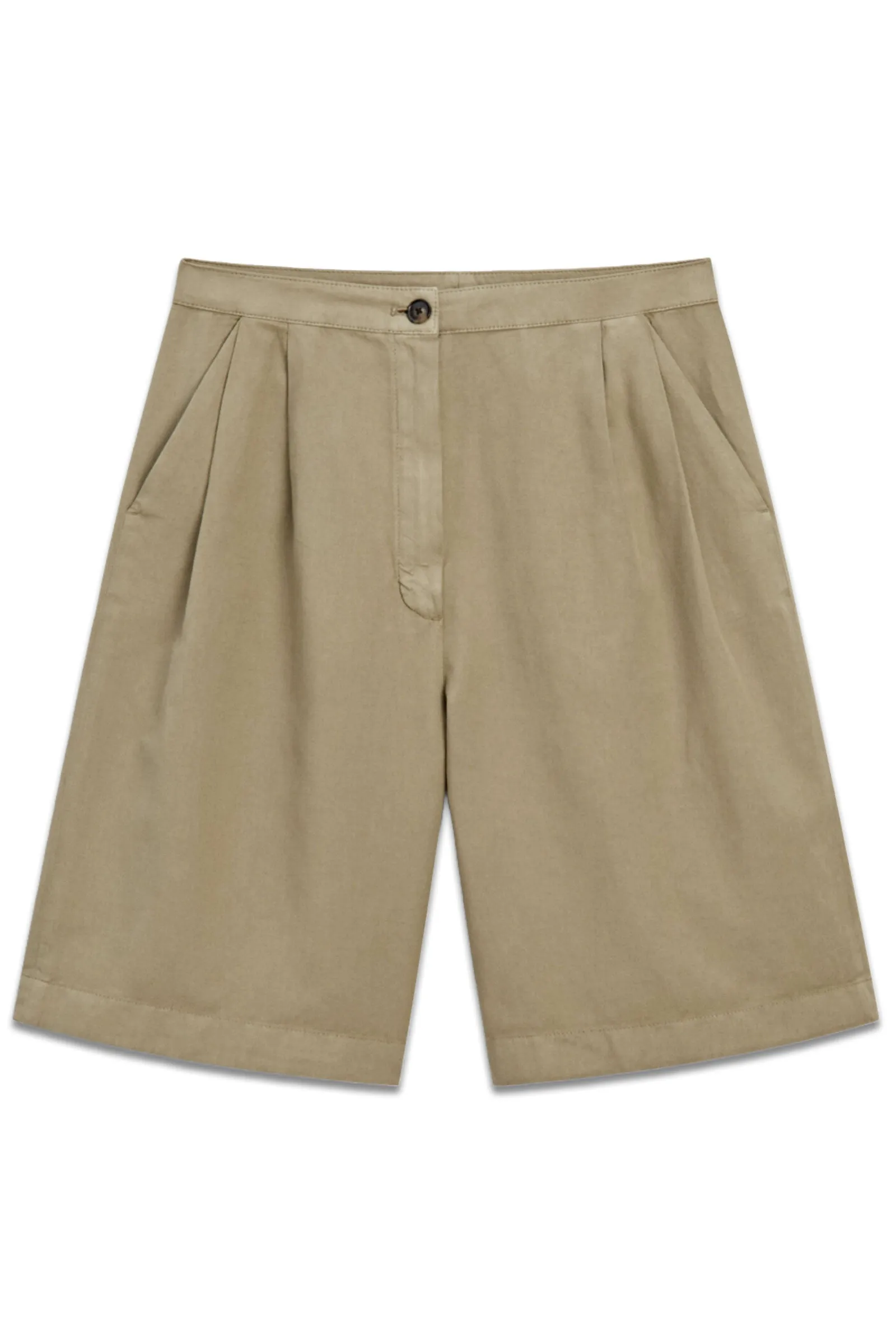Cotton Blend Bermuda Shorts With Darts