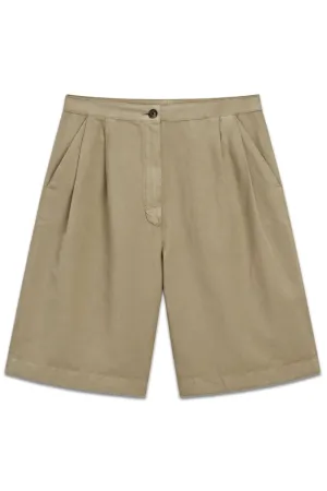 Cotton Blend Bermuda Shorts With Darts