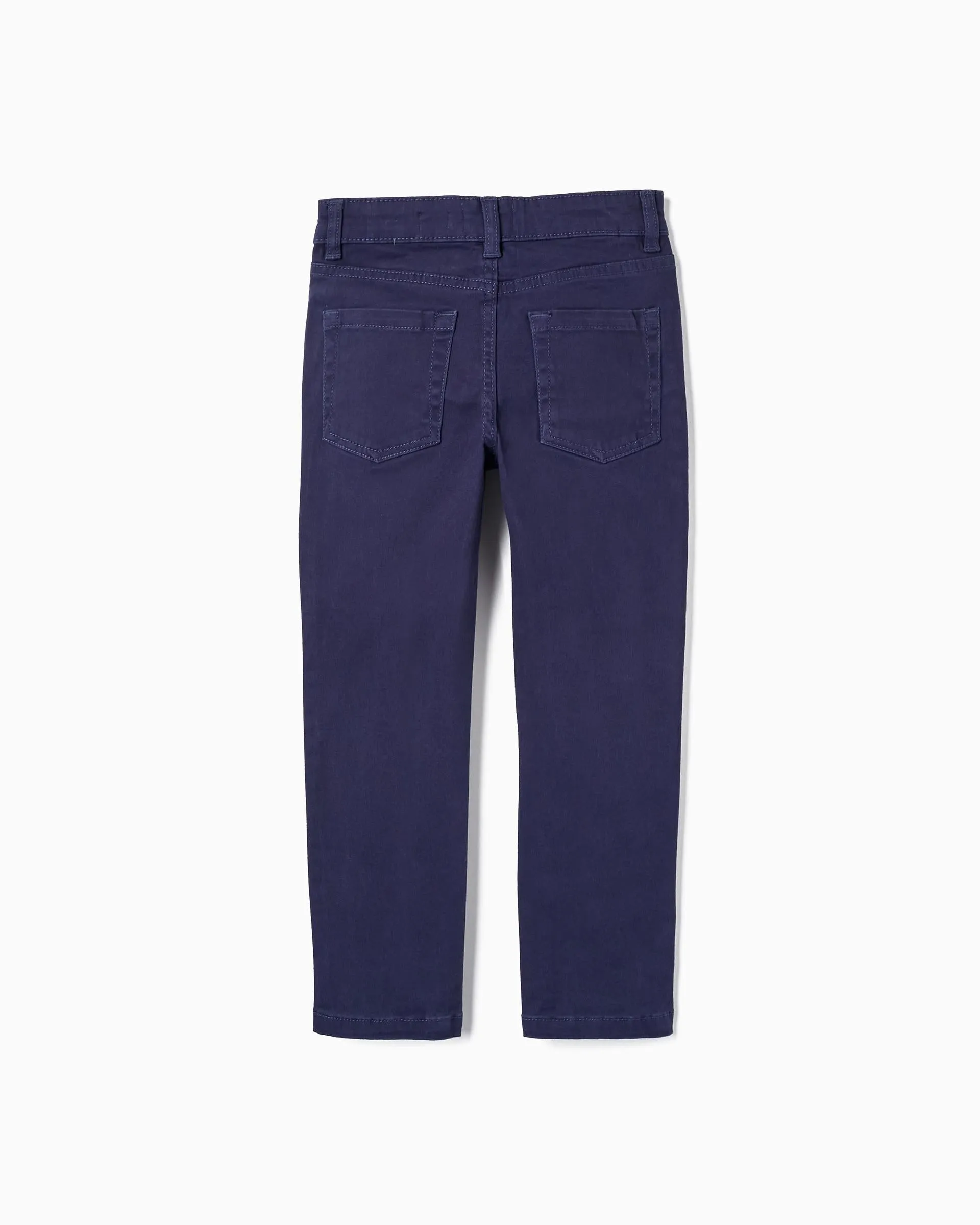 Cotton Twill Skinny Trousers for Boys, Dark Blue