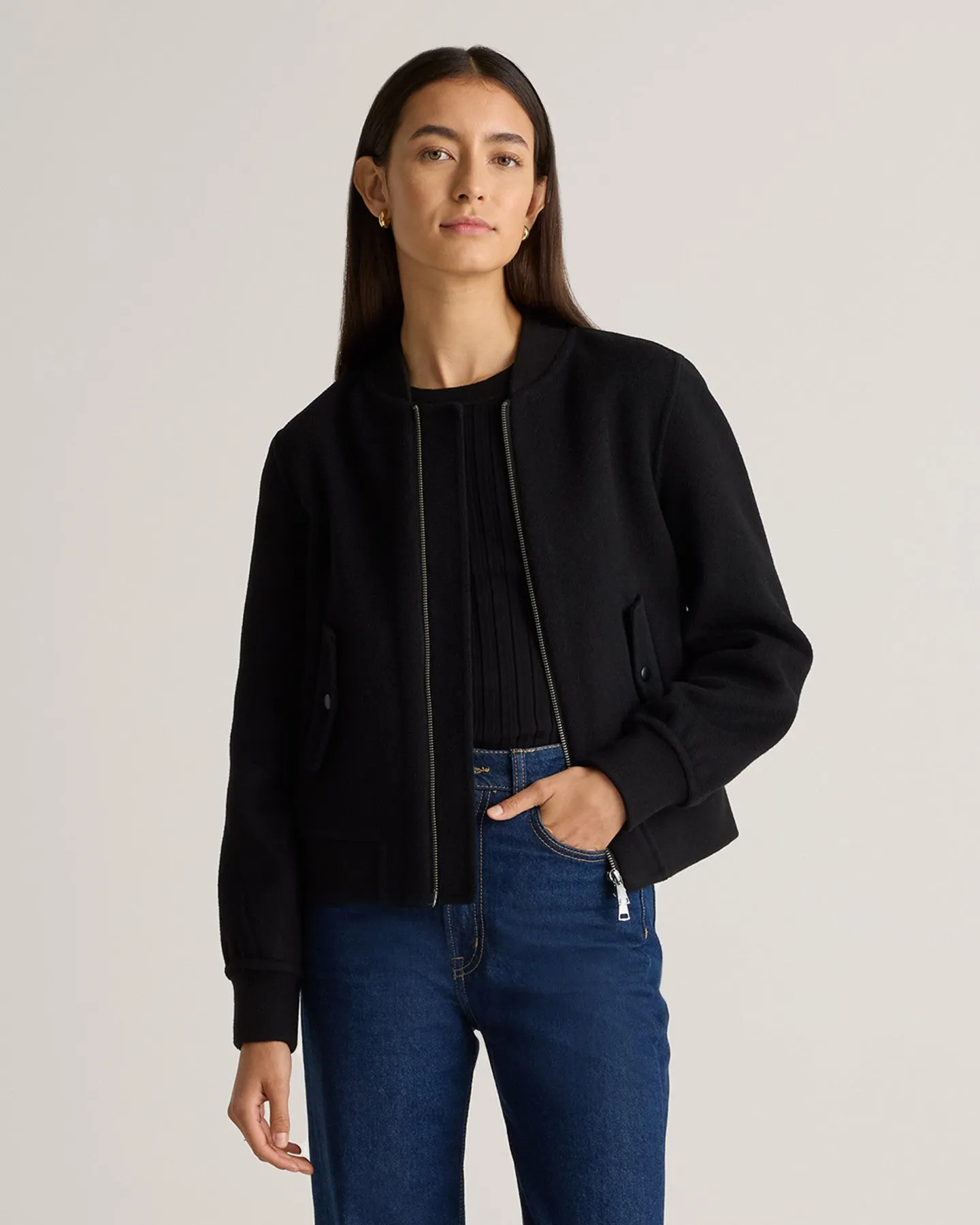 Double-Faced Merino Wool Bomber Jacket