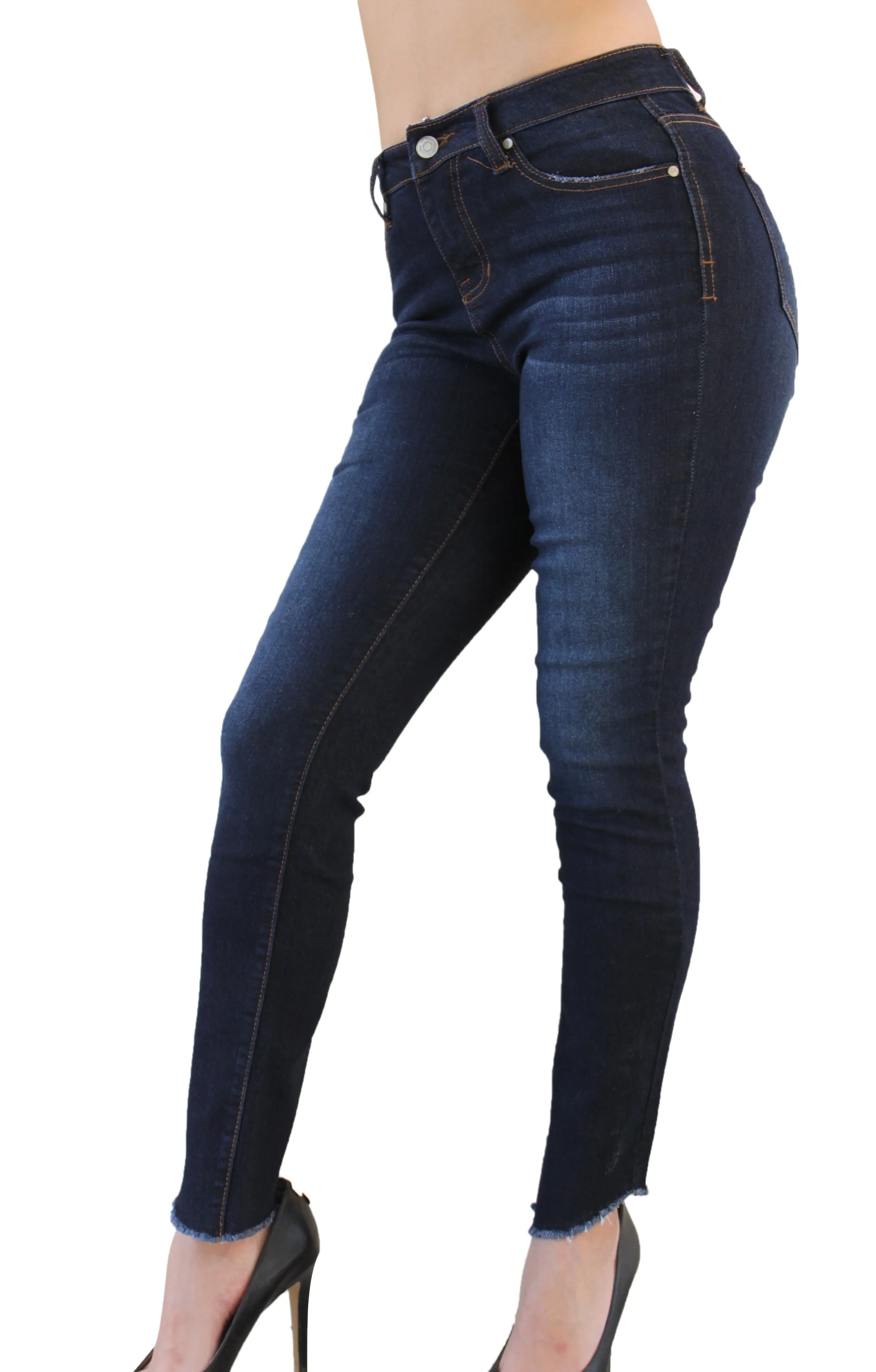 DP9943 CiSono Dark Denim Jeans W/ Angle Fringe Ankle