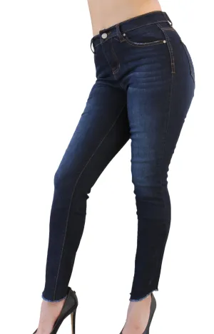 DP9943 CiSono Dark Denim Jeans W/ Angle Fringe Ankle