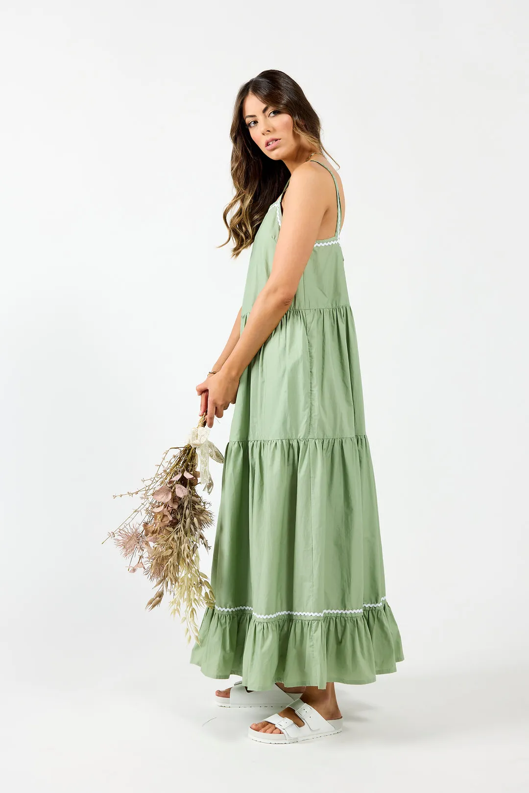 DRAMA THE LABEL EARTH DRESS ASPEN GREEN