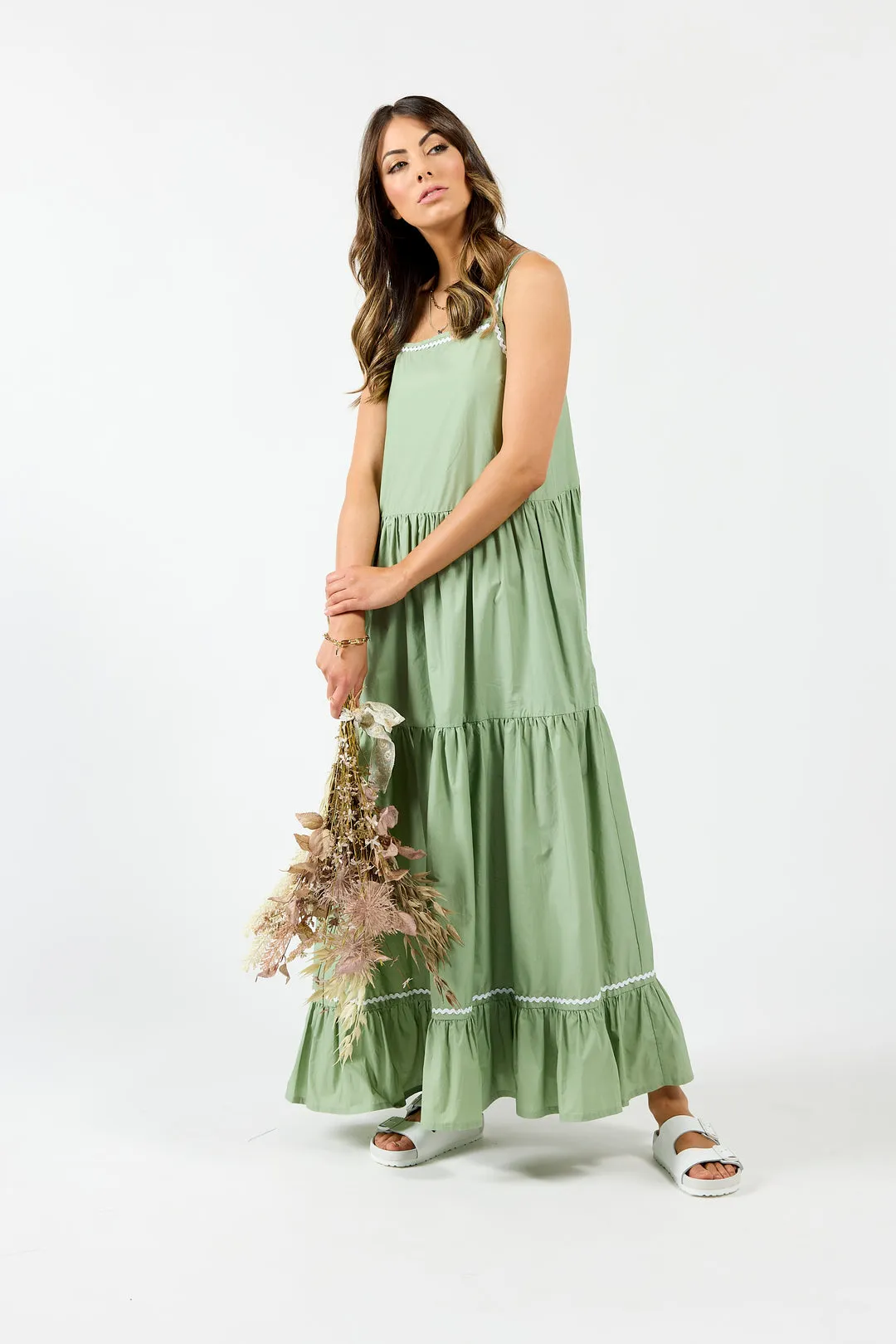 DRAMA THE LABEL EARTH DRESS ASPEN GREEN