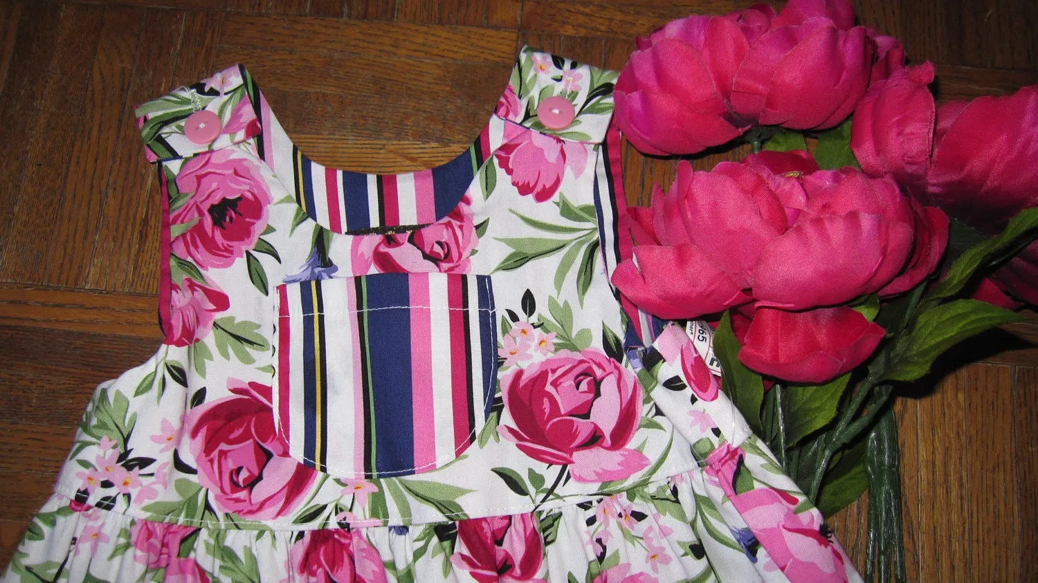 Dress, Pink Cotton Peony Purple Floral Summer Girls Beach Dress