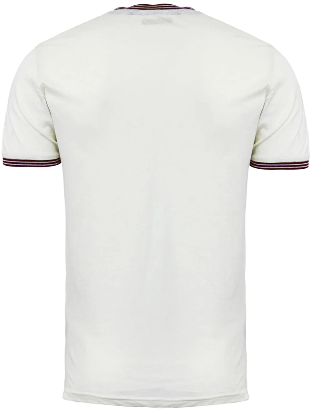 Gable Crew Neck T-Shirt with Chest Panel in Ecru & Burgundy