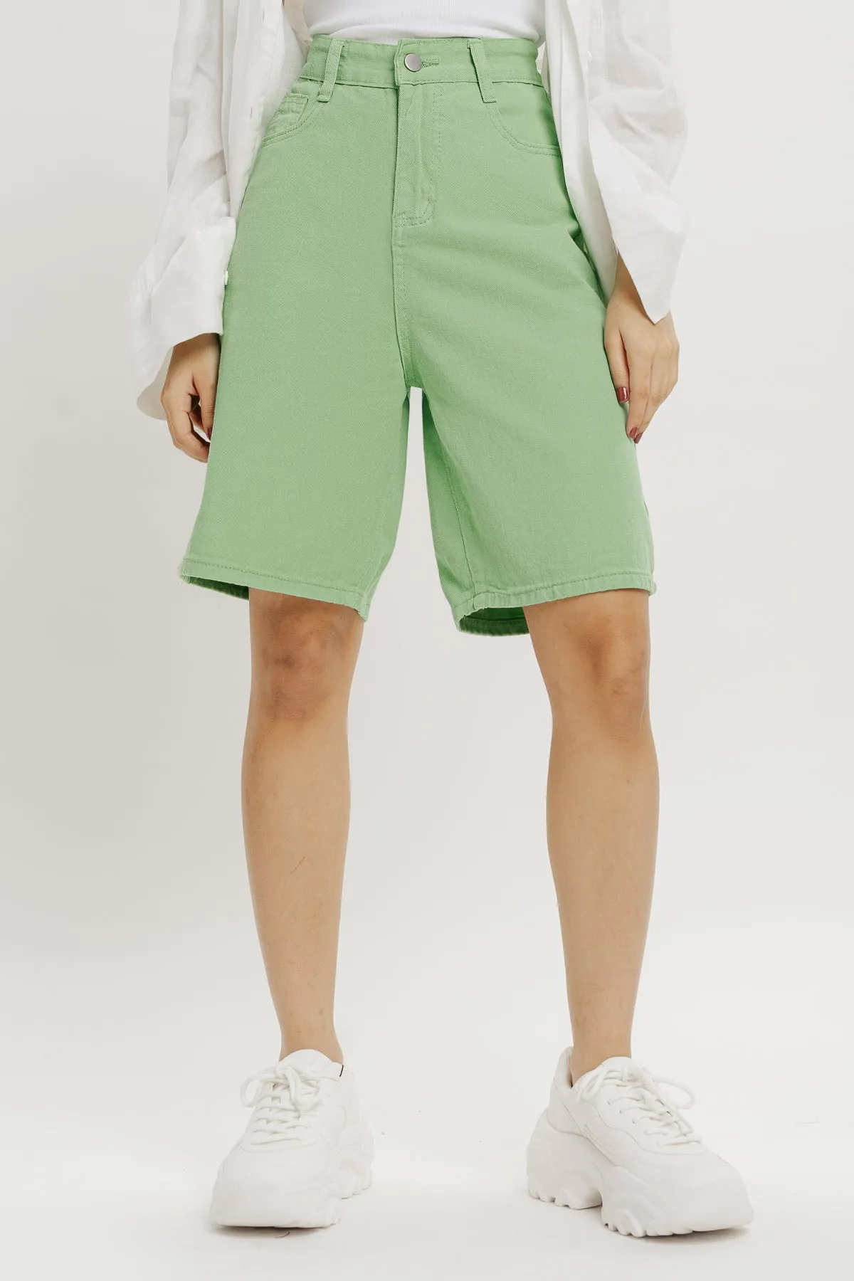 Green Bermuda Denim Shorts